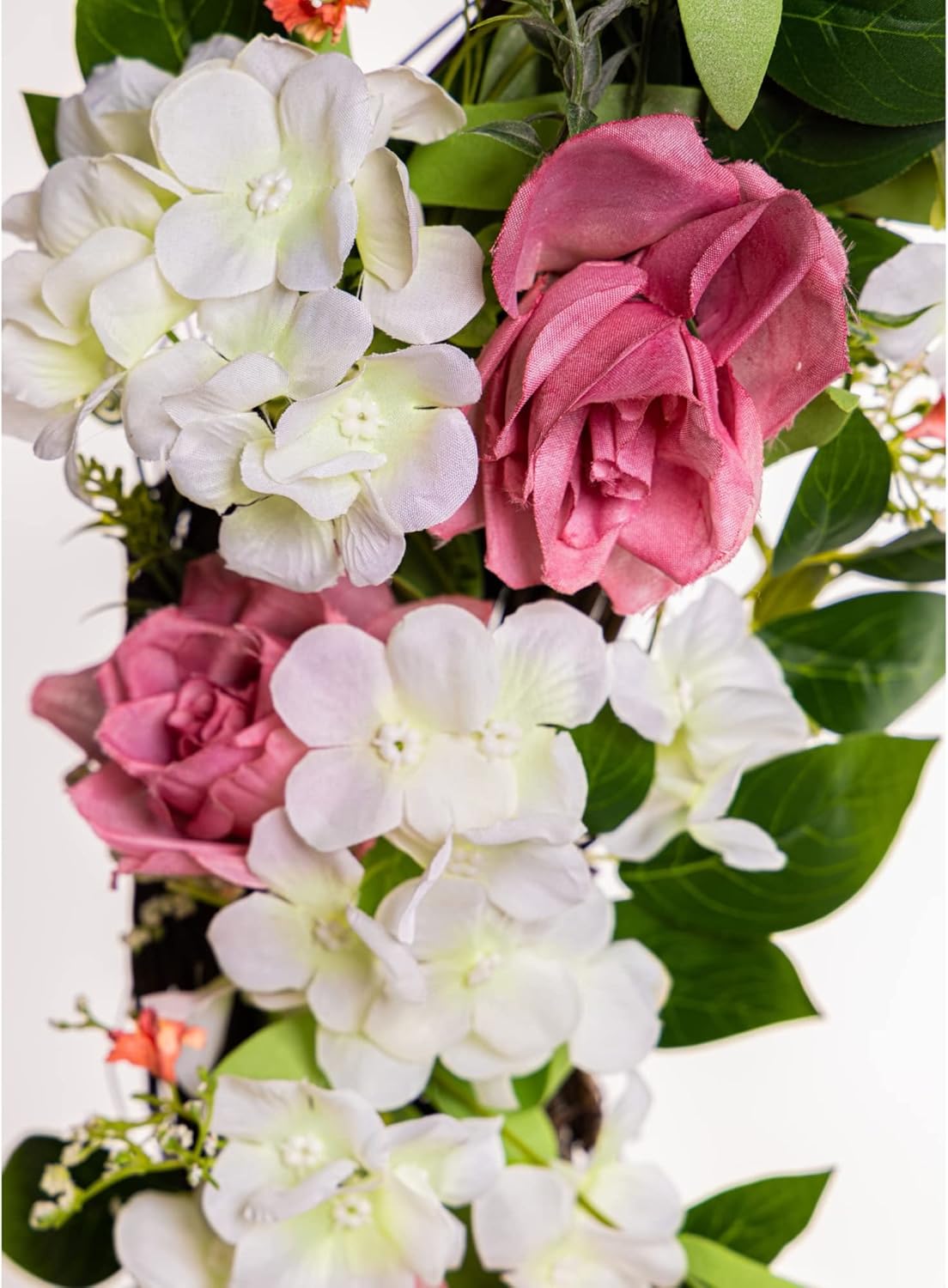 Summer Wreath with White and Pink Roses 24 Inches
