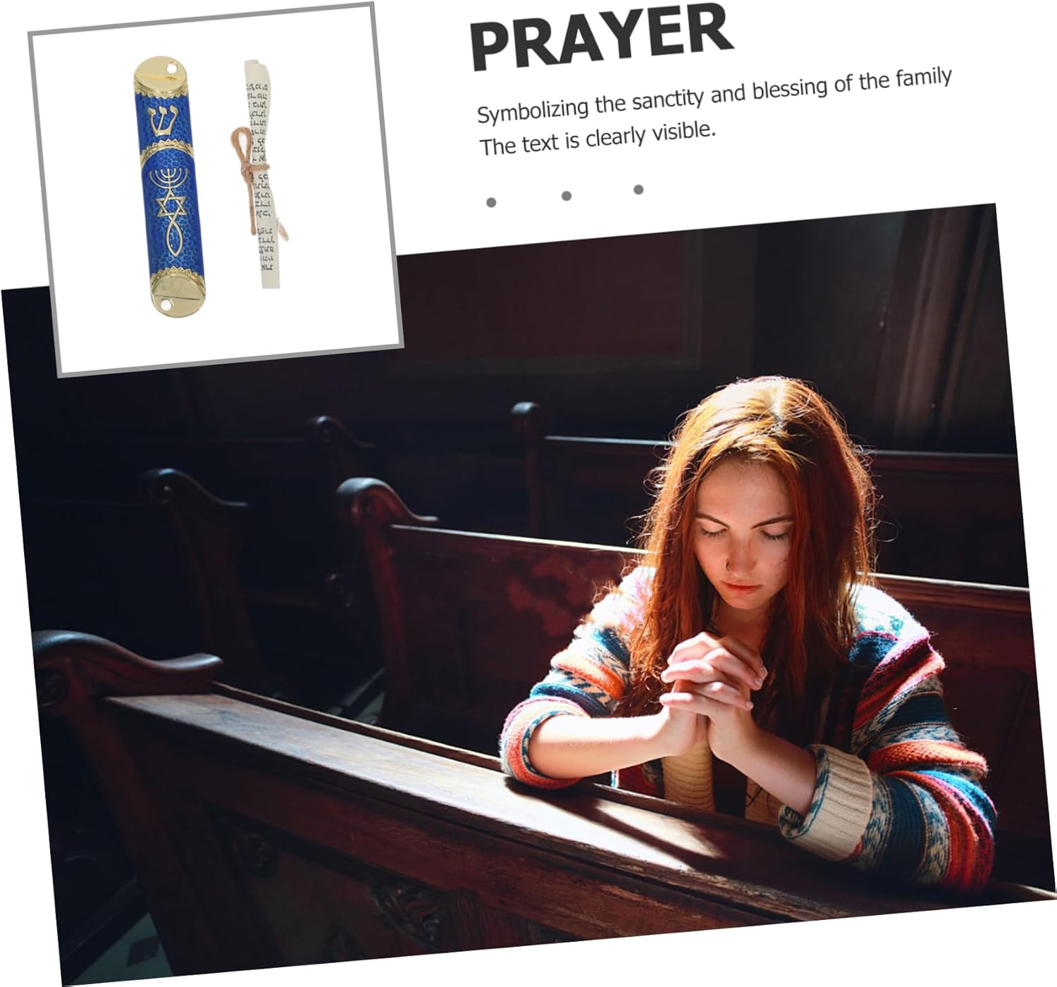 Metal Mezuzah Case with Door Scroll and Bible for Home Decor