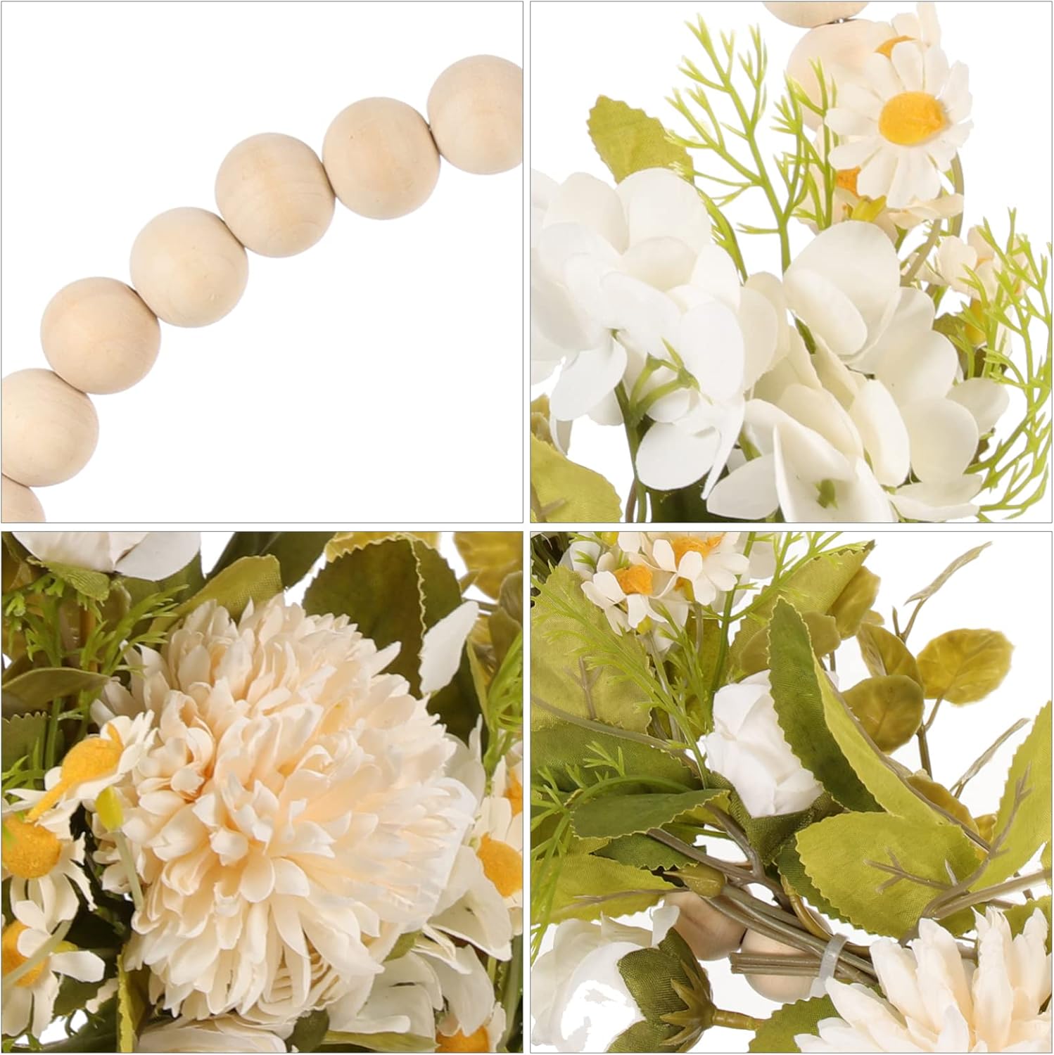 BESPORTBLE Vintage Wooden Bead Flower Wreath