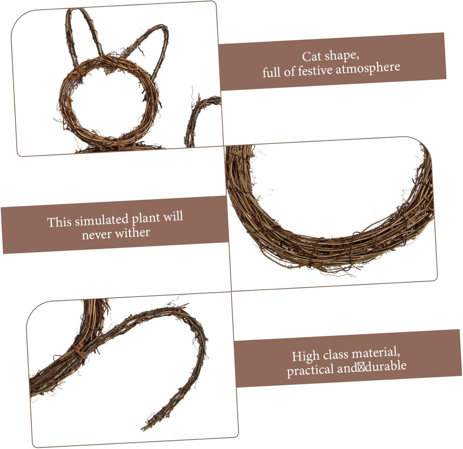 Healifty Cat Wreath Pendant for Door Hanging DIY Decor