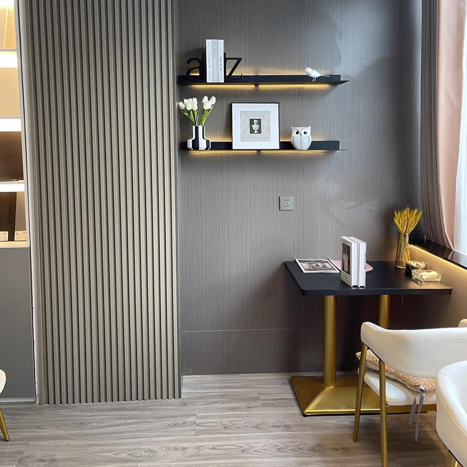 Heavy Duty Black Linear Floating Metal Shelf for Modern Home Decor