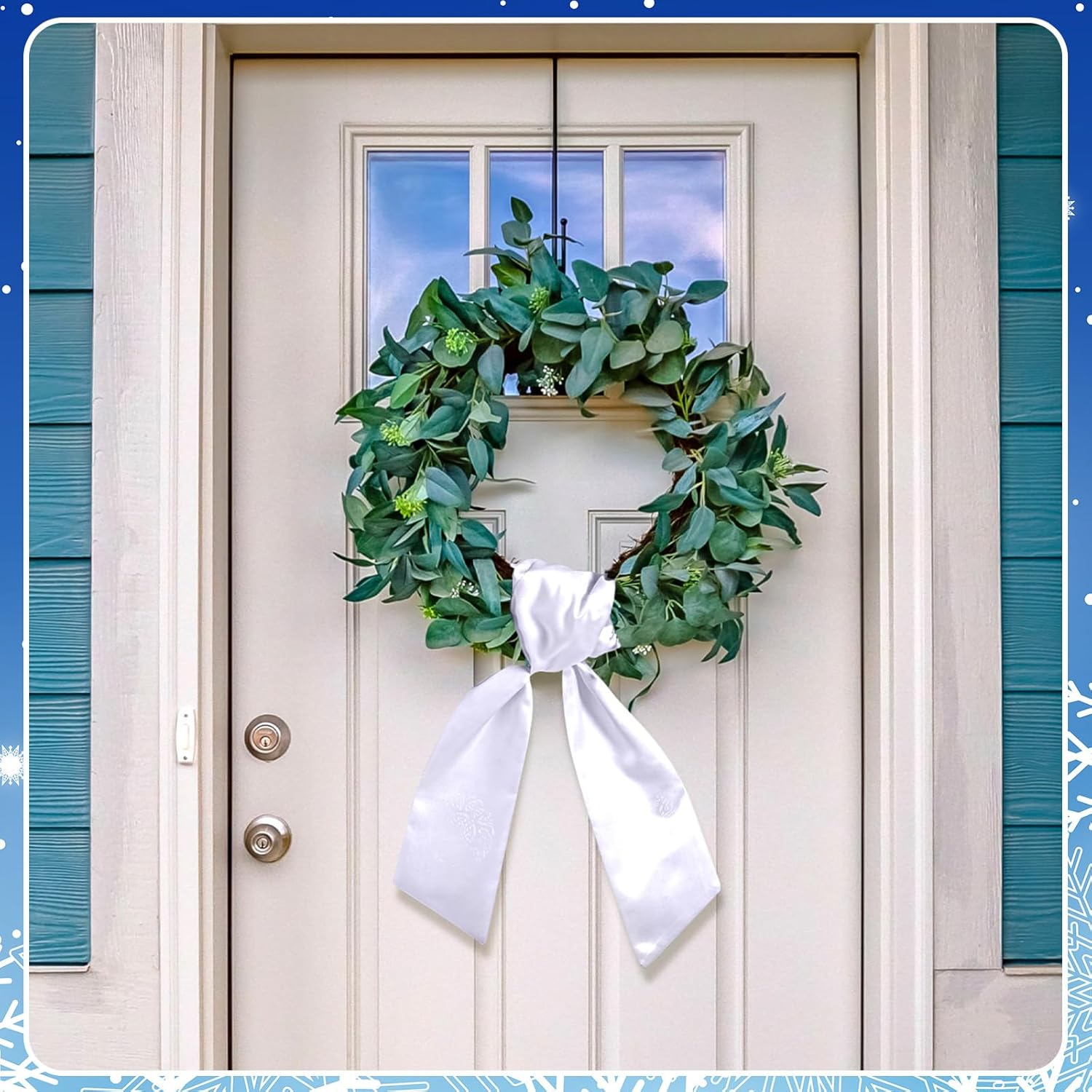 2 Pcs White Wreath Sash for Front Door Decor