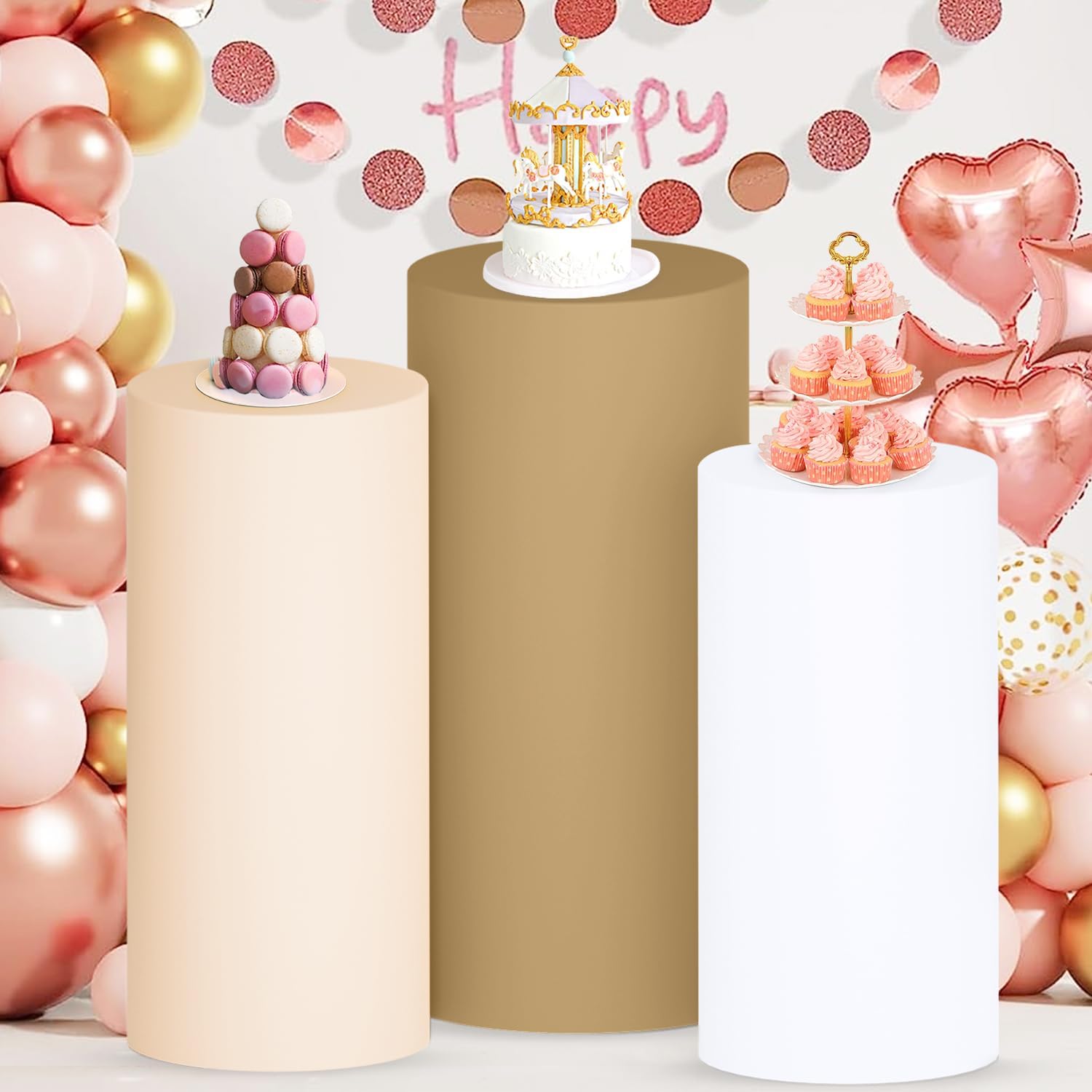 OMKSIH Cylinder Pedestal Covers Set of 3