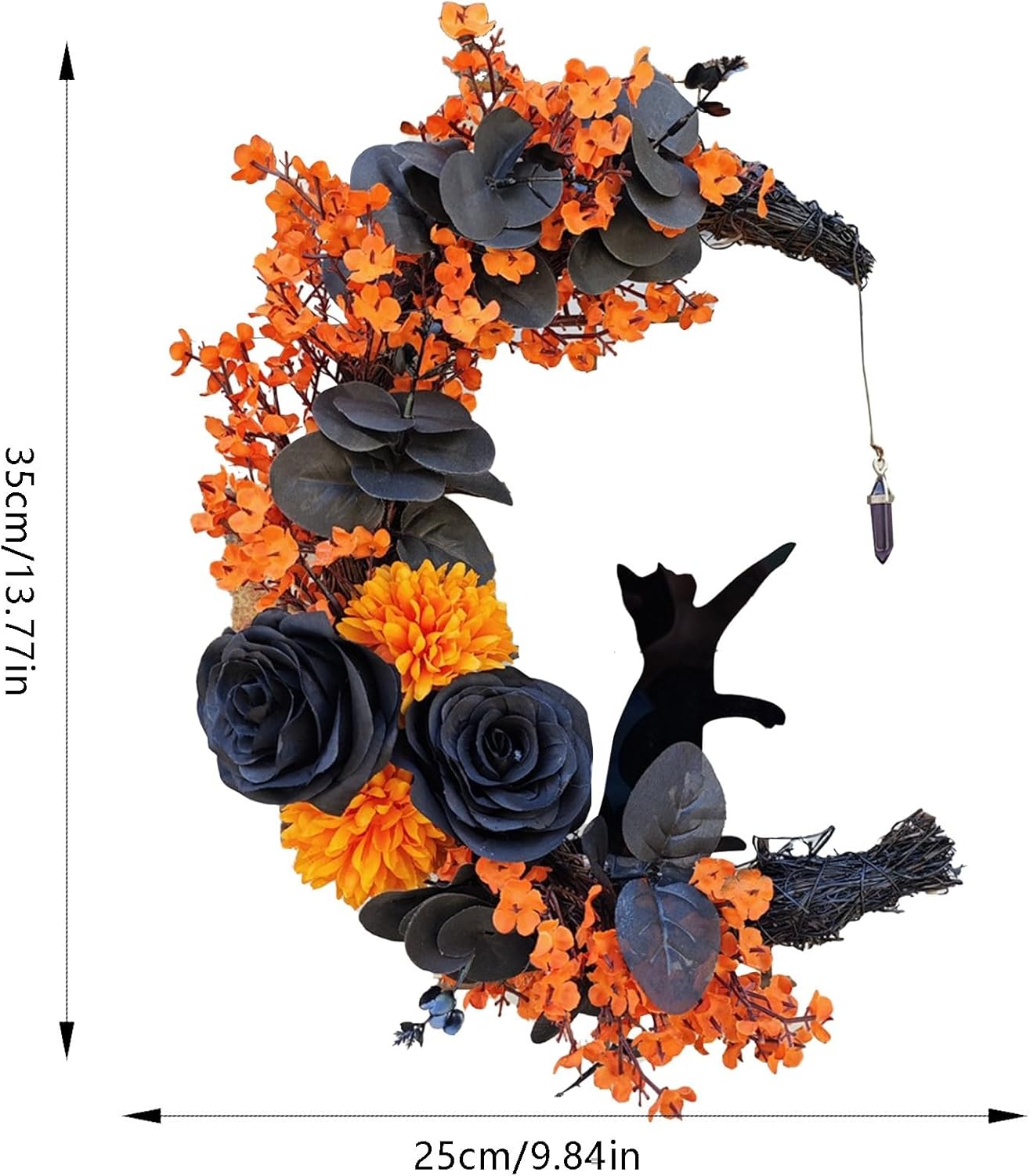 Elegant Halloween Cat Wreath for Front Doors