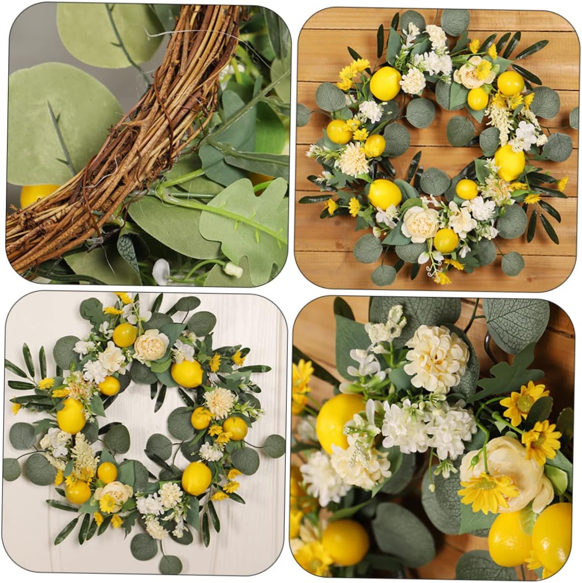 Artificial Lemon Wreath for Front Door Decor