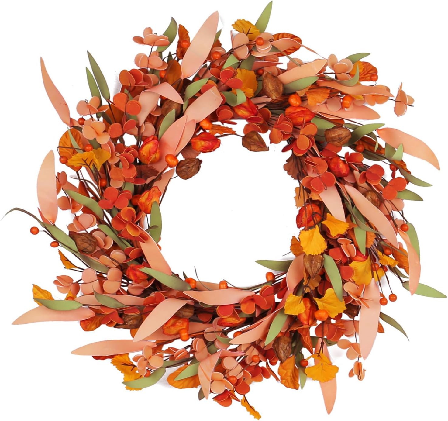 Artificial Wreath Door Hanger for Harvest Festival and Thanksgiving Decor