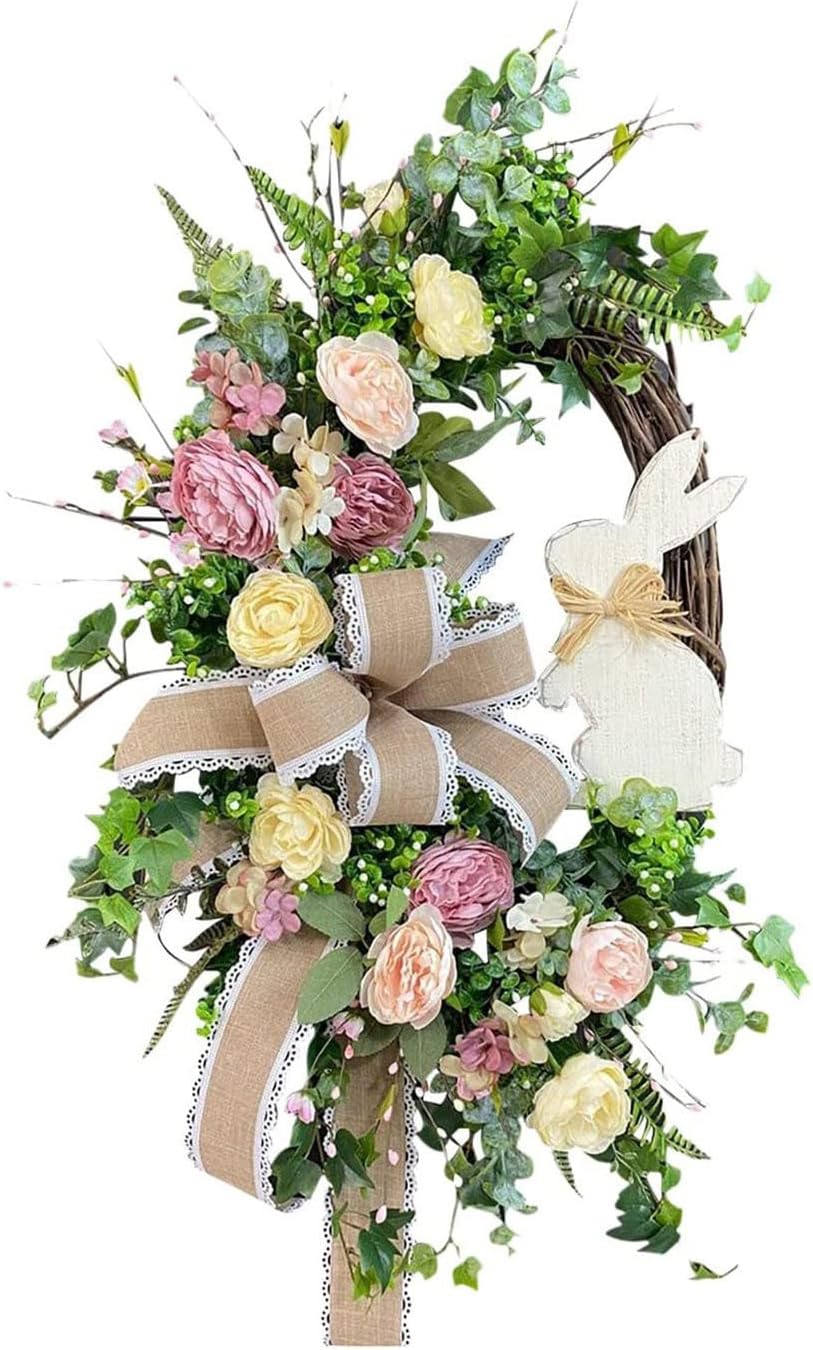 Cakina Easter Bunny Wreath Door Decor
