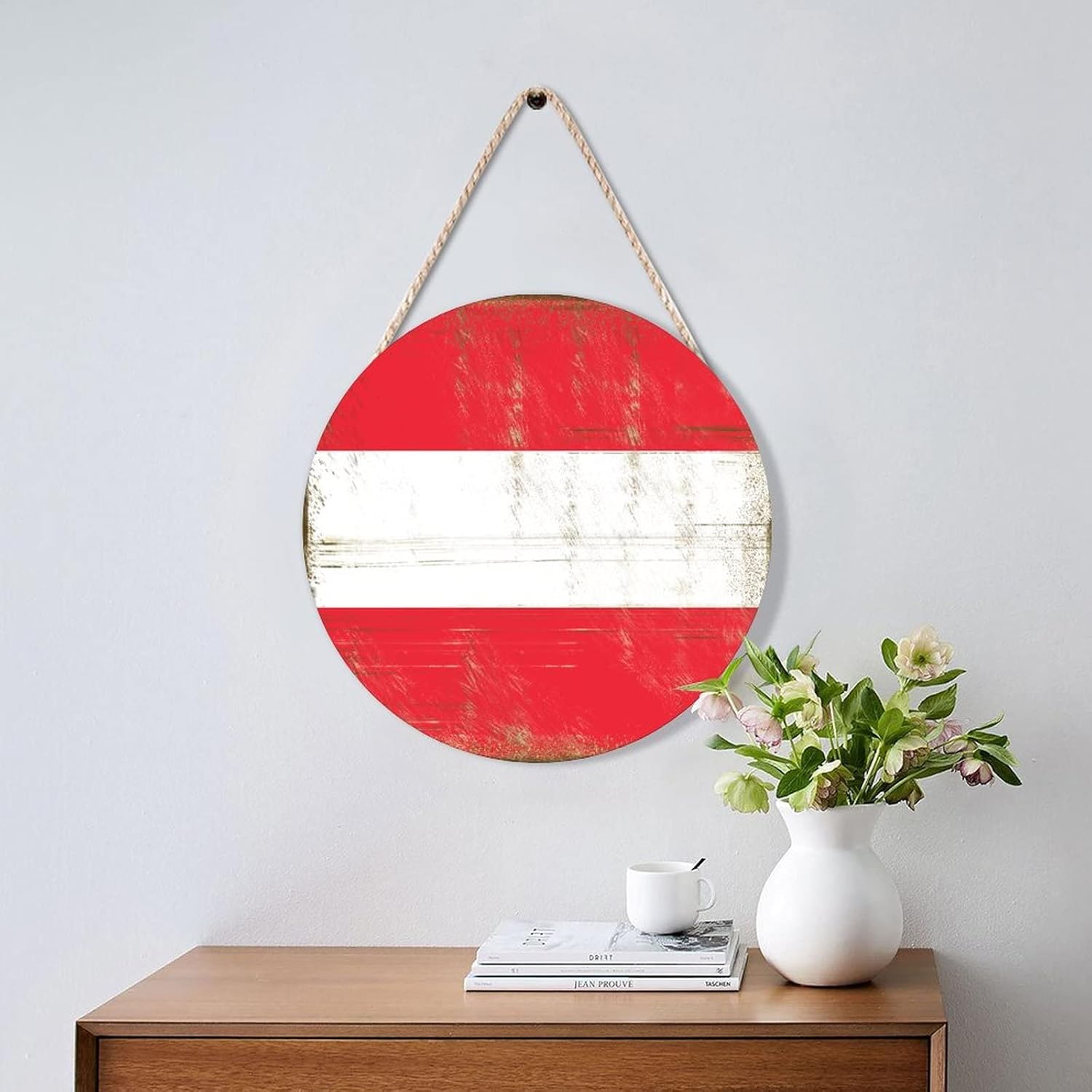 Farmhouse Front Door Hanger with Austria Flag Wood Sign