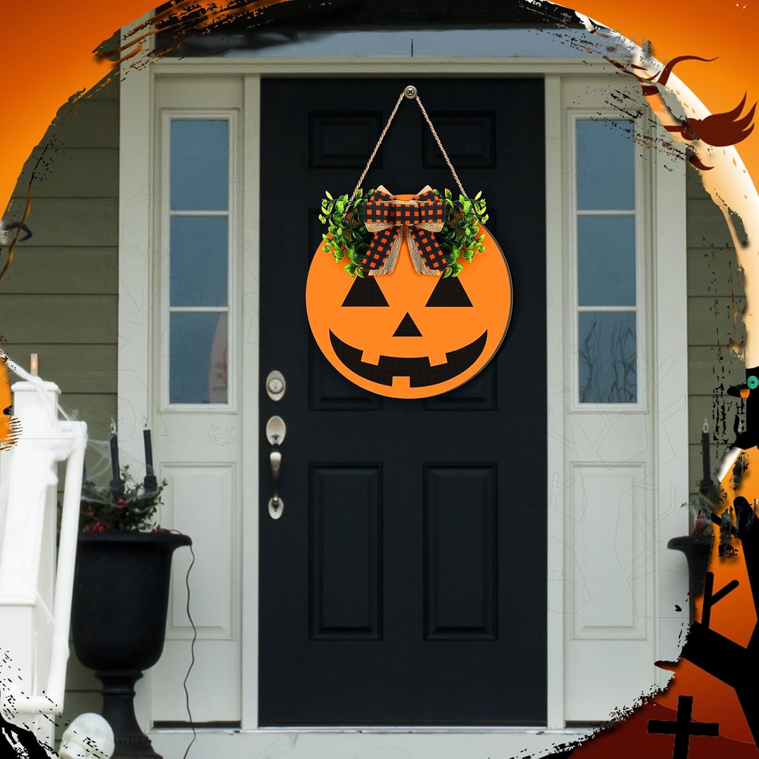 Moucuny Easter Wreath Front Door Decor 118 x 118 Inch Rabbit Sign