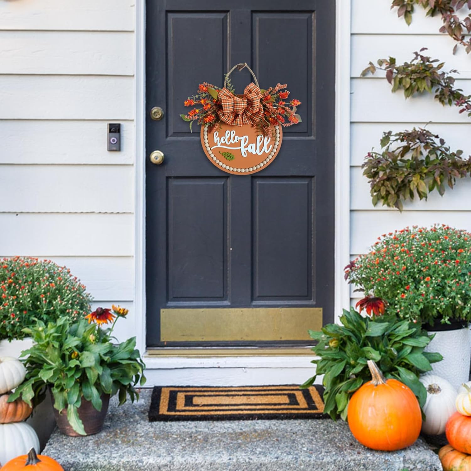 Idyllic 18 Inch Fall Wreath Welcome Sign for Front Door