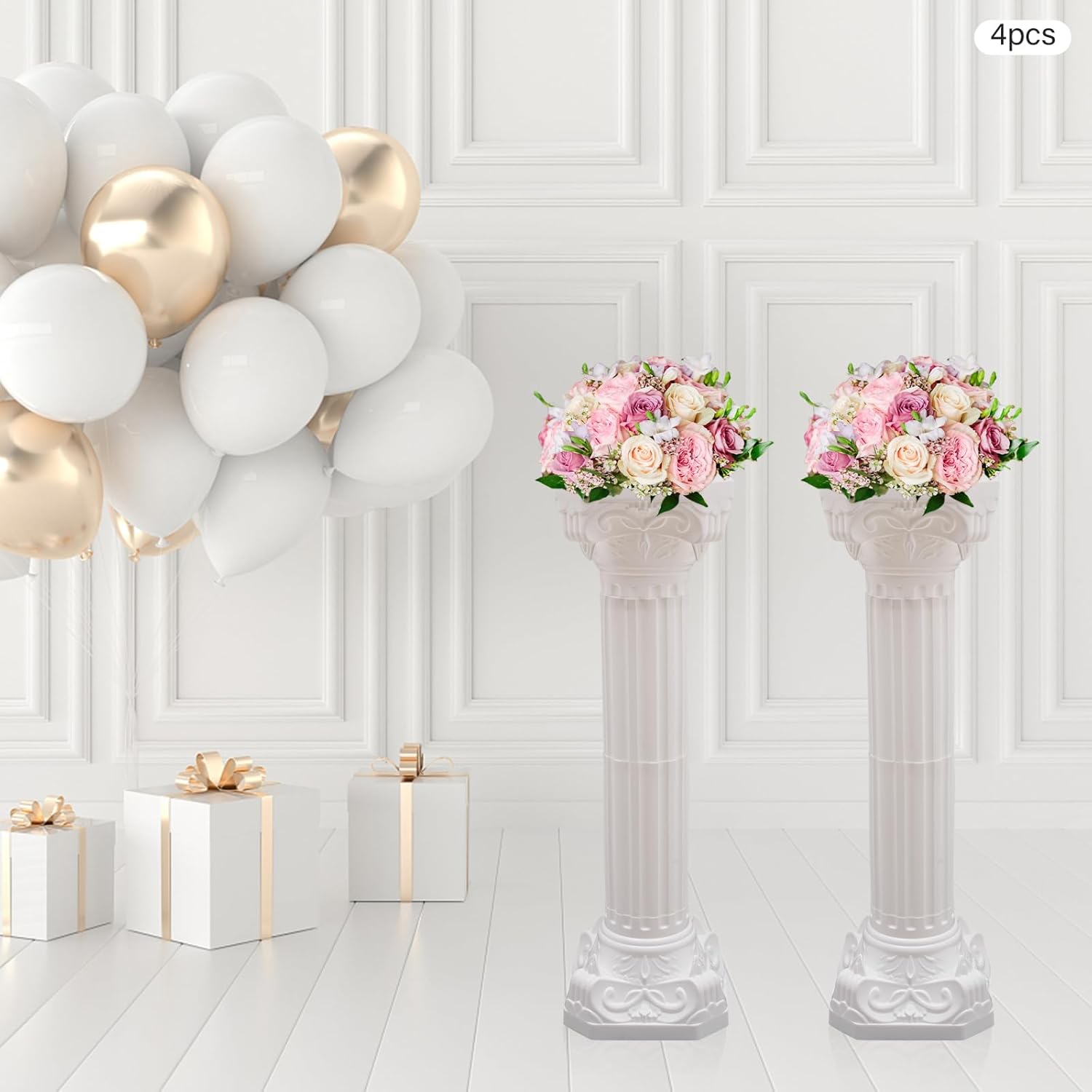 Roman Pillars Decoration Party Flower Pot Columns Set 4Pcs