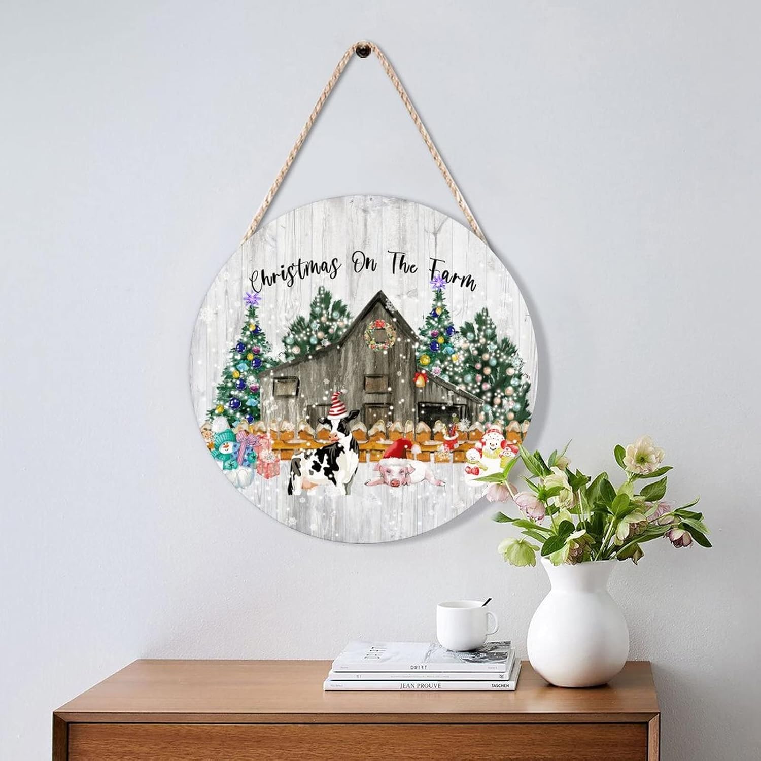 Farmhouse Front Door Hanger Wood Sign 12x12in