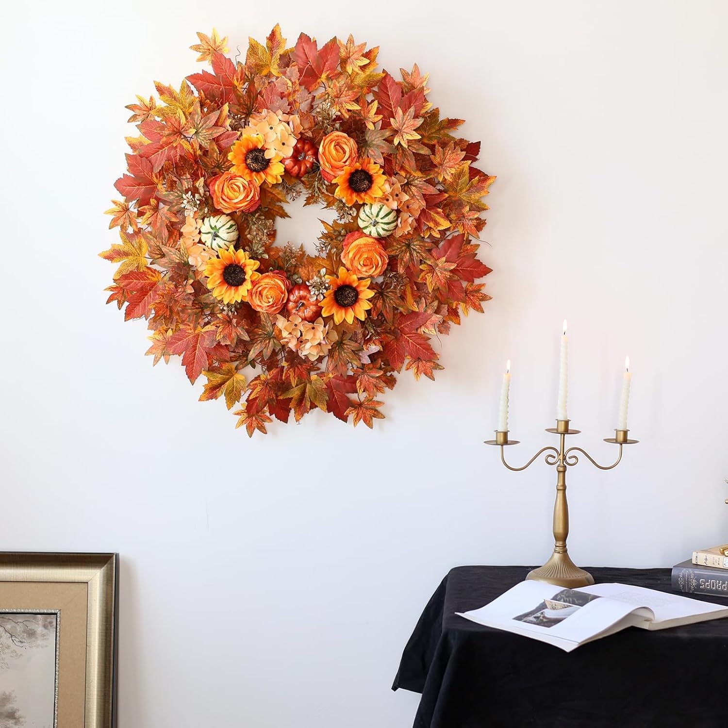 28 Inch Fall Wreath for Front Door and Porch