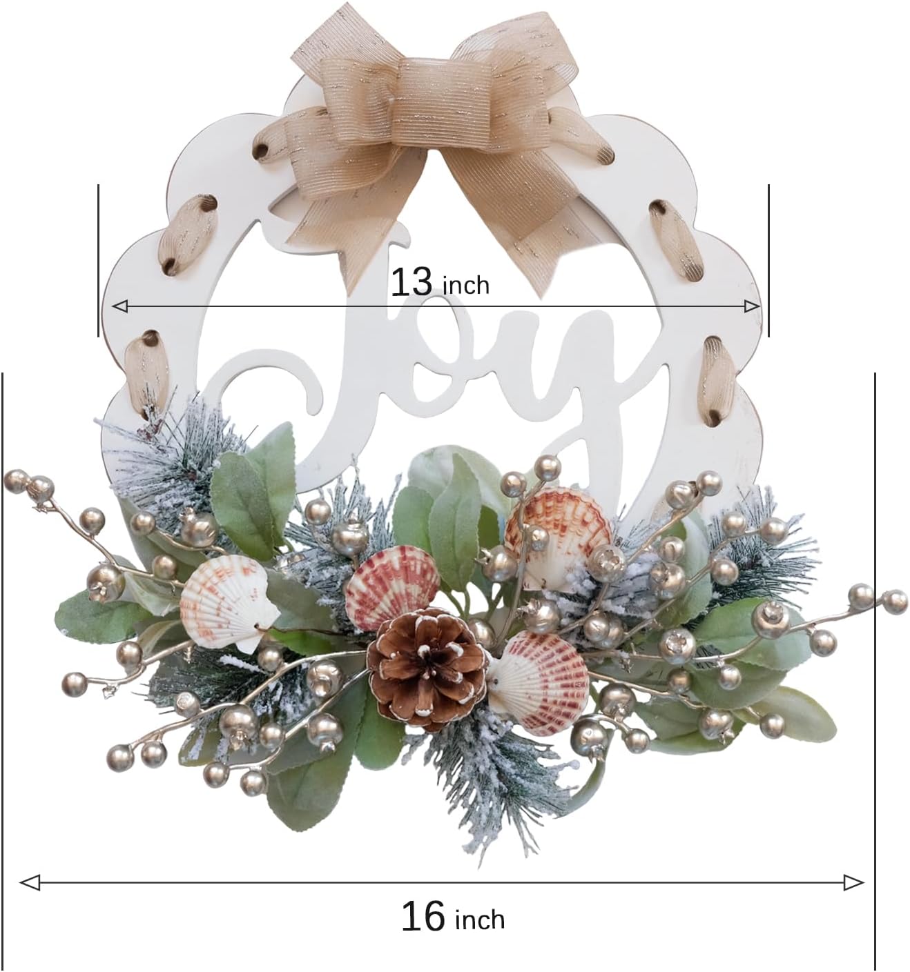 Idyllic 16 Inch White Wooden Welcome Wreath