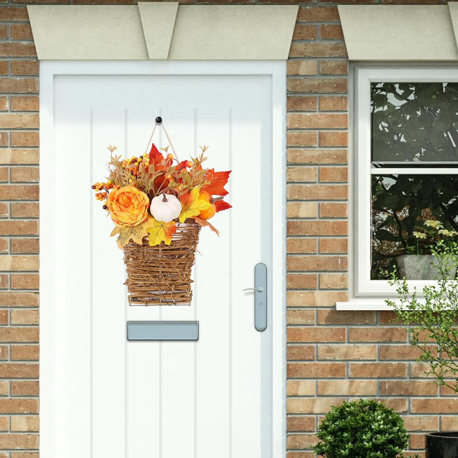 Thanksgiving Door Wreath with Peony and Pumpkin
