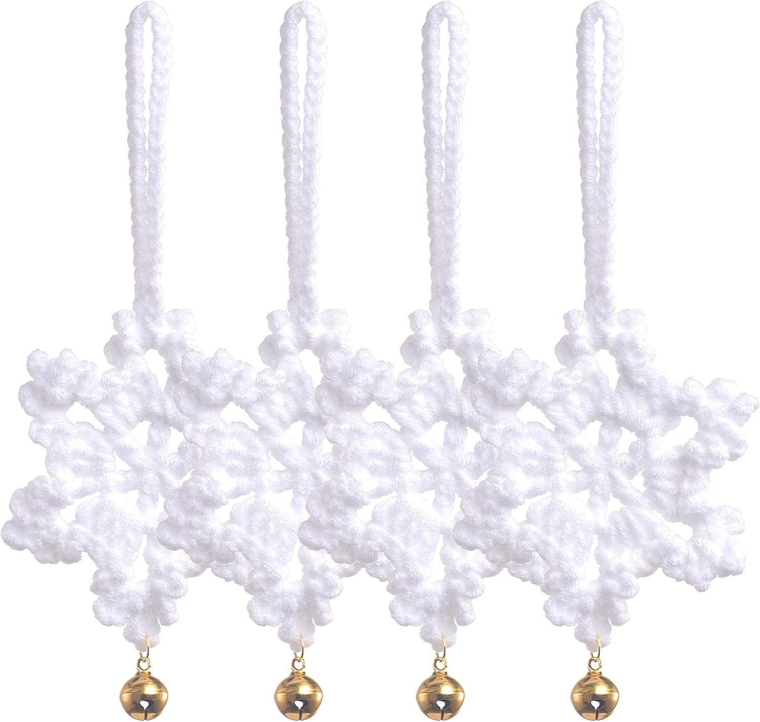 Handmade Crocheted Snowflake Ornaments 4pcs Christmas Decorations