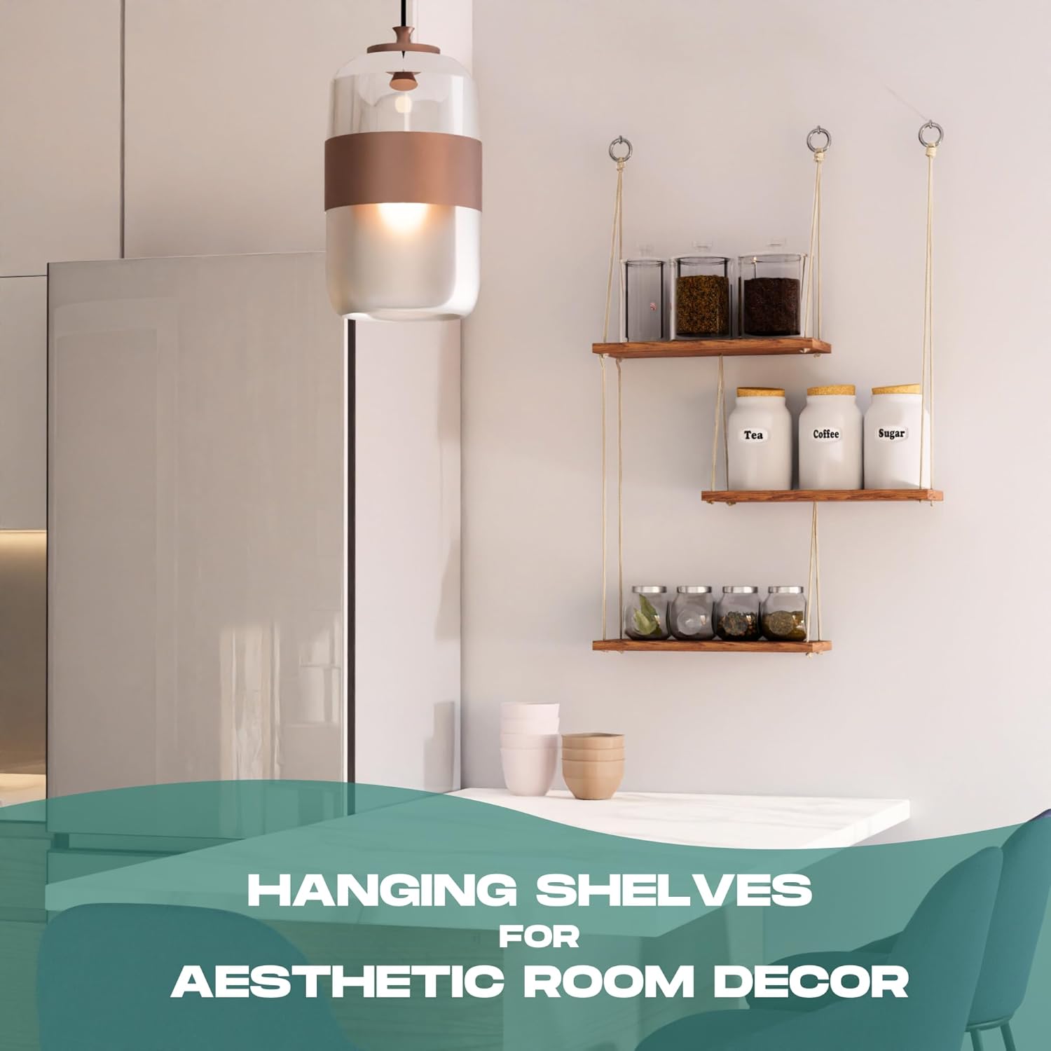 Boho Wall Shelves for Plants - 3 Tier Hanging Shelves
