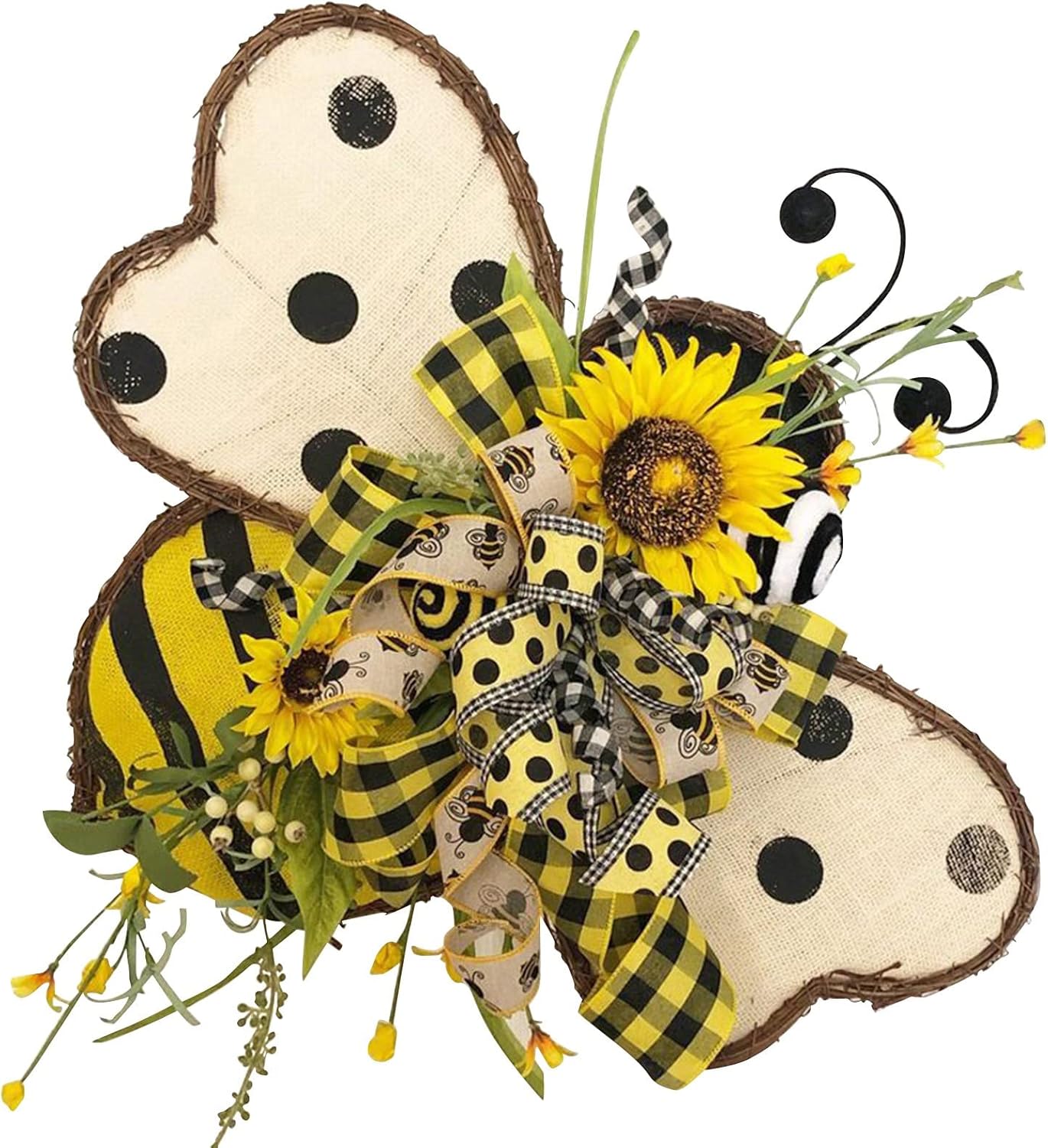 Sunflower Wreath Bee Garland Decor for Front Door