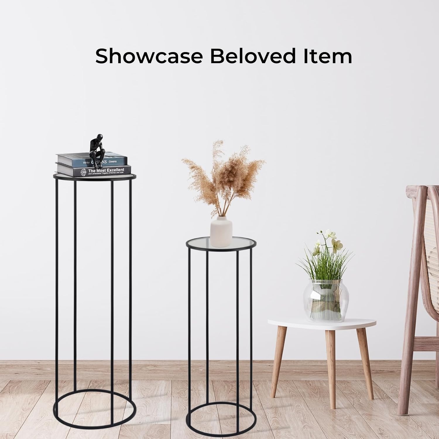 3PCS Round Black Metal Plant Stand for Party and Wedding