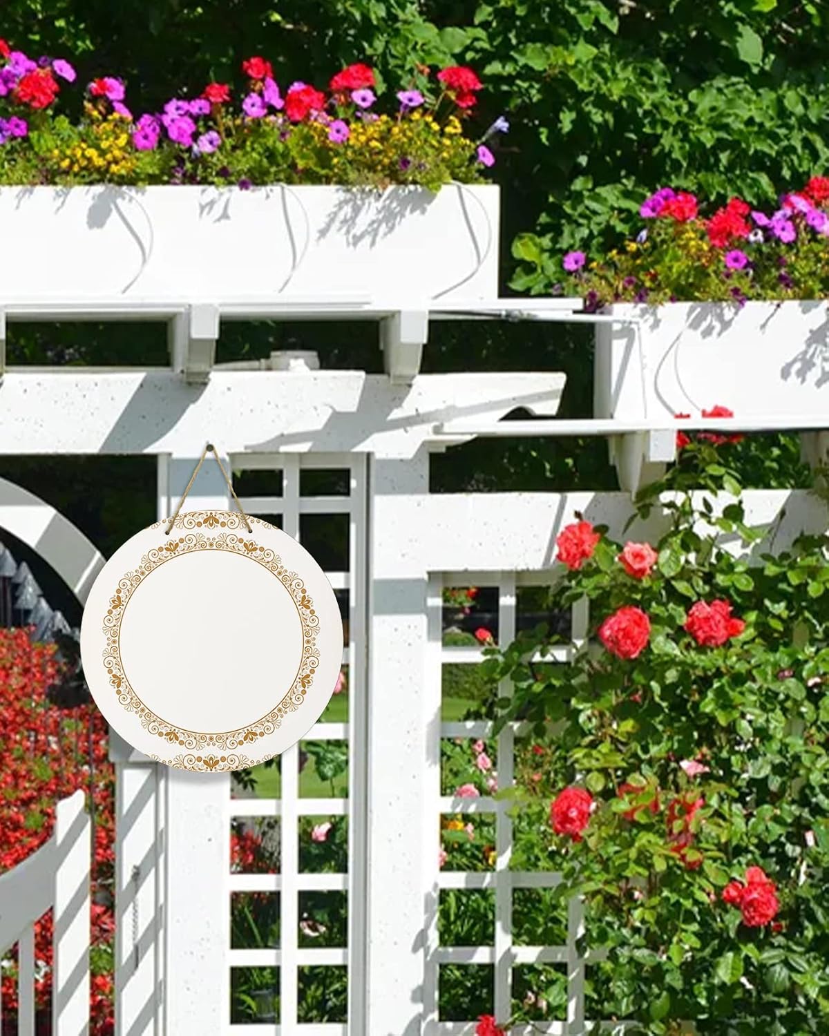 10 Inch Floral Wreath Front Door Decor Sign
