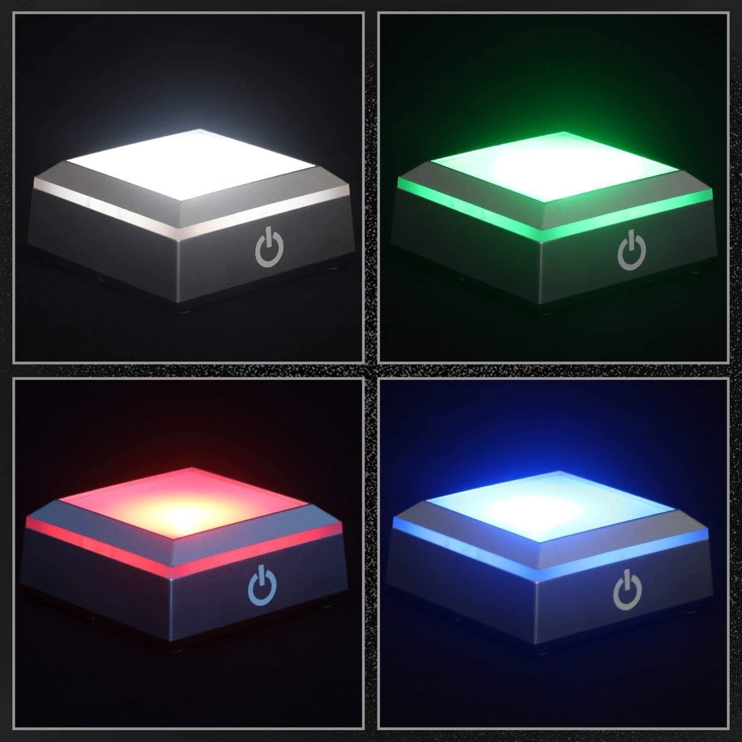 Jumayer 2 Pack LED Light Base Show Stand with Touch Switch for Crystal Display Art