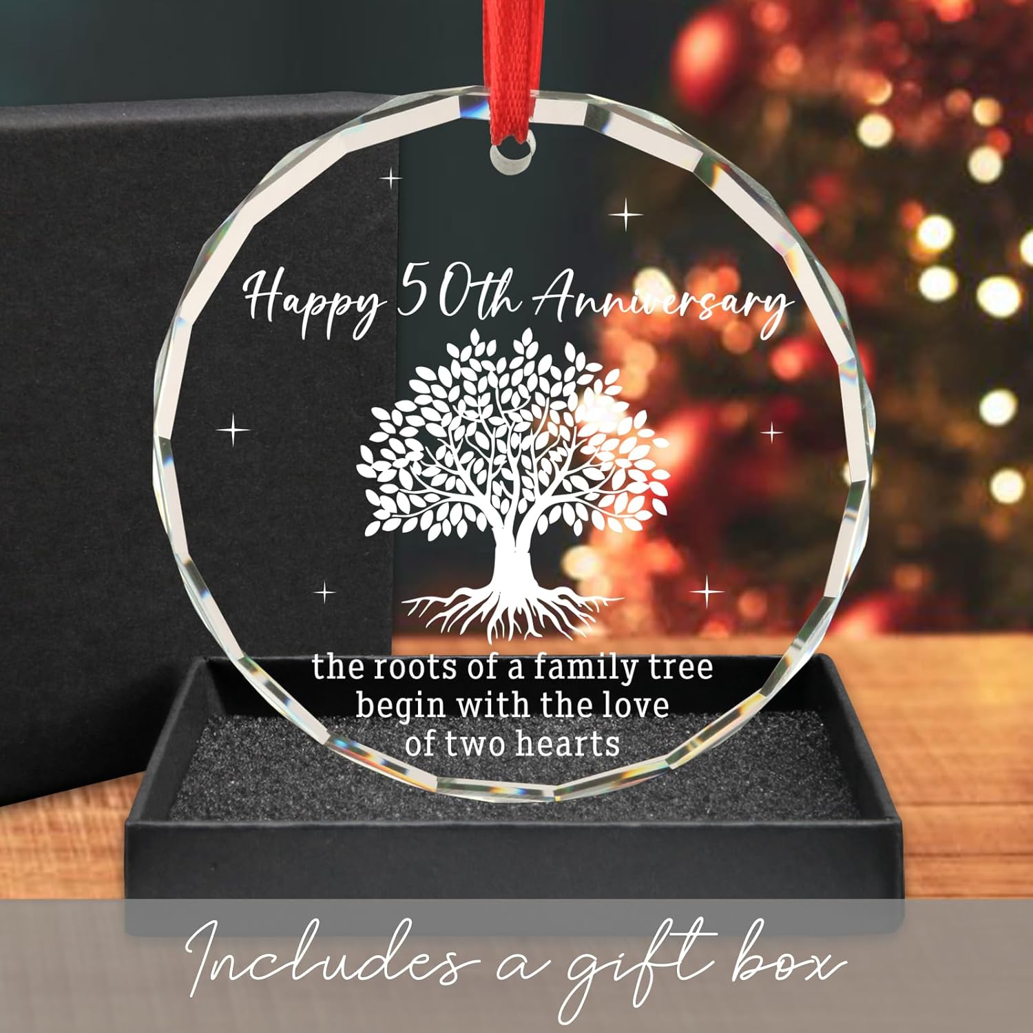 50th Anniversary Glass Ornament for Couples