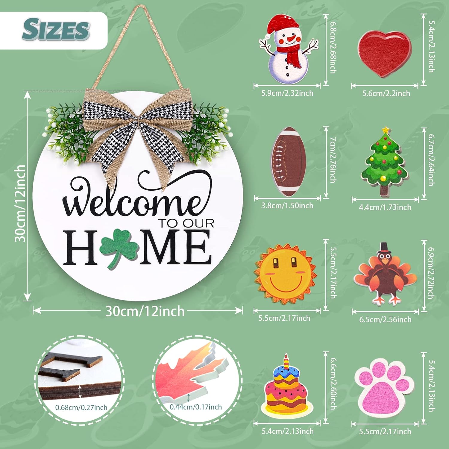 Interchangeable Seasonal Welcome Wreath for Front Door