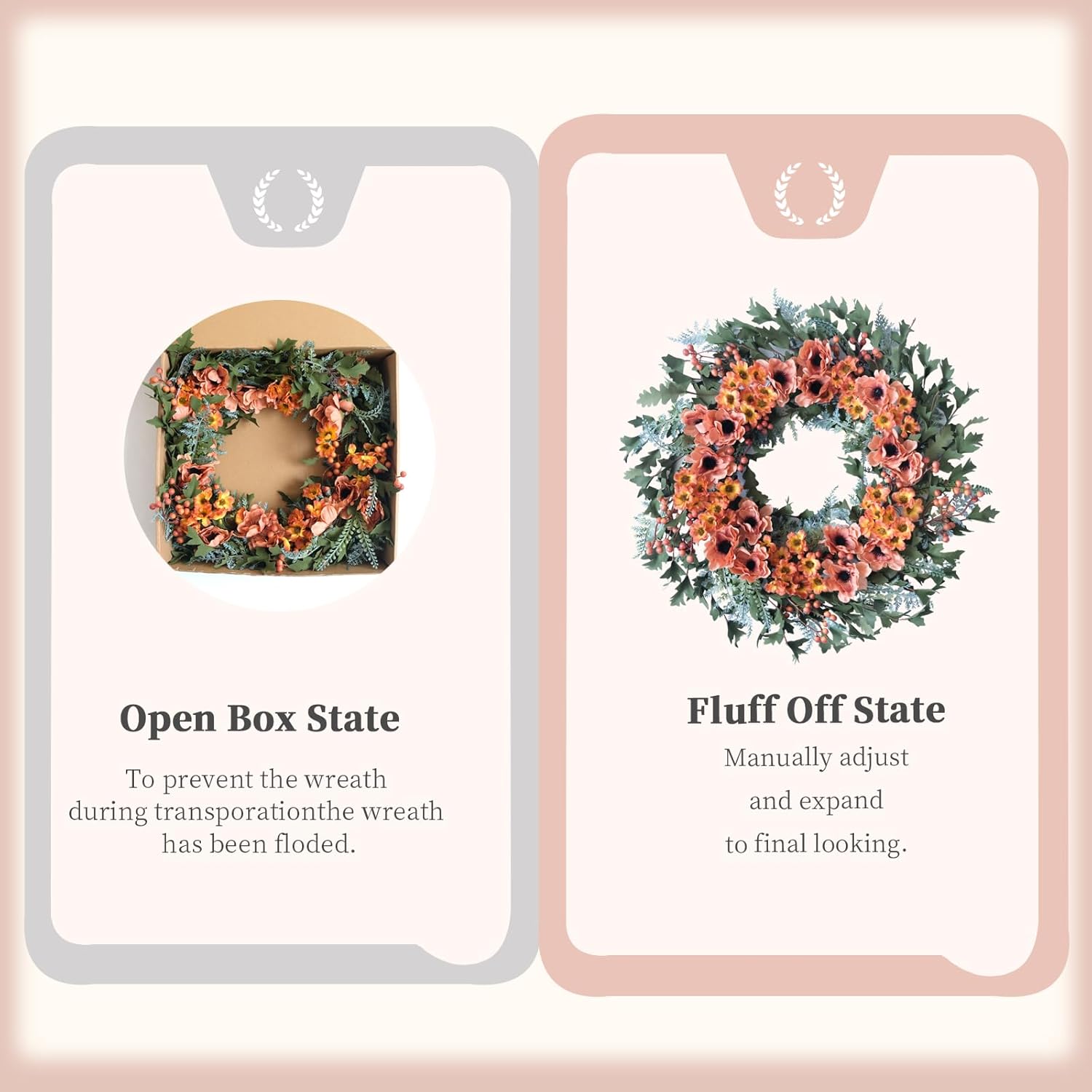 20 Inch Artificial Autumn Wreath for Front Door Fall Decor