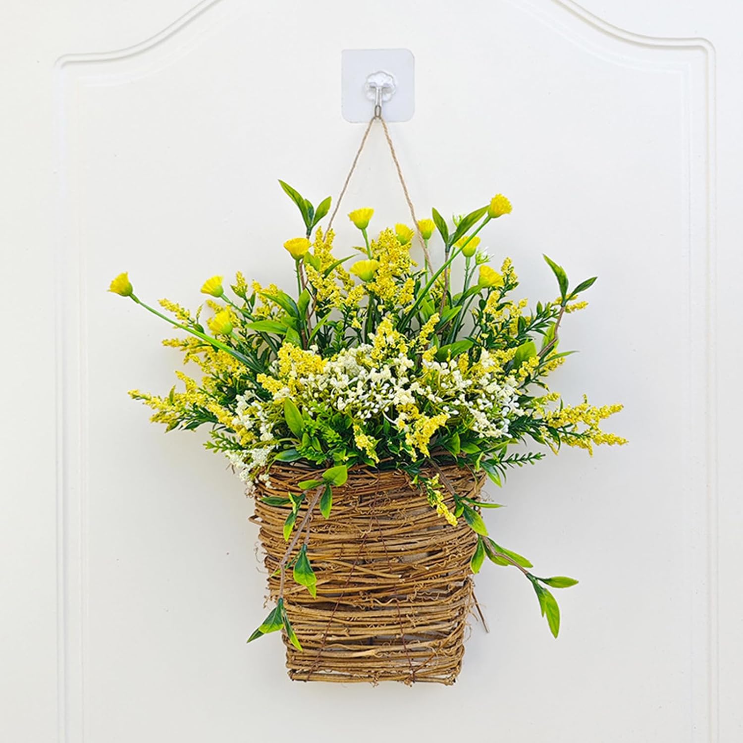 Cream Hydrangea Door Wreath Basket for Front Door