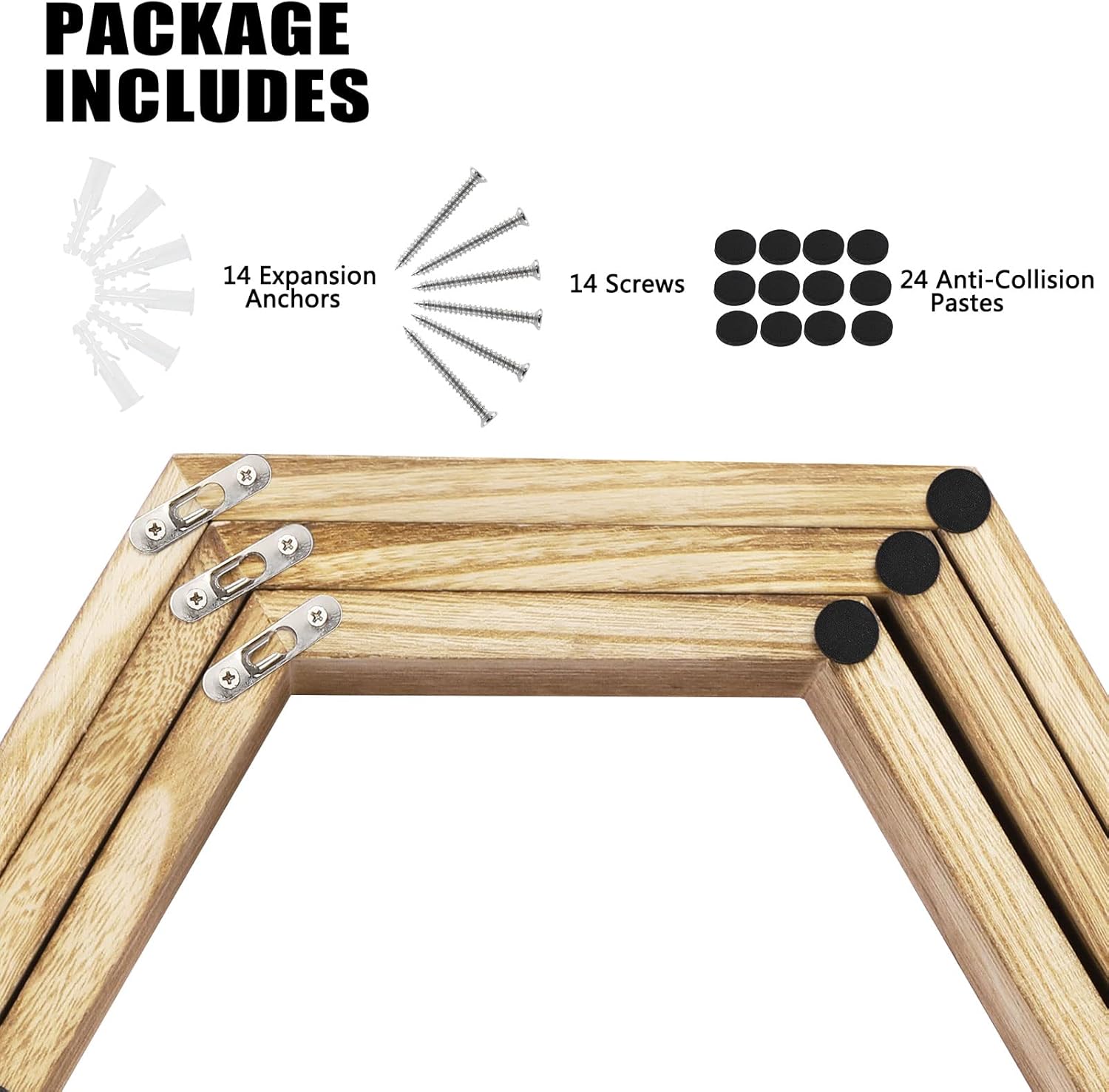 Set of 6 Wooden Hexagon Floating Shelves for Home Decor