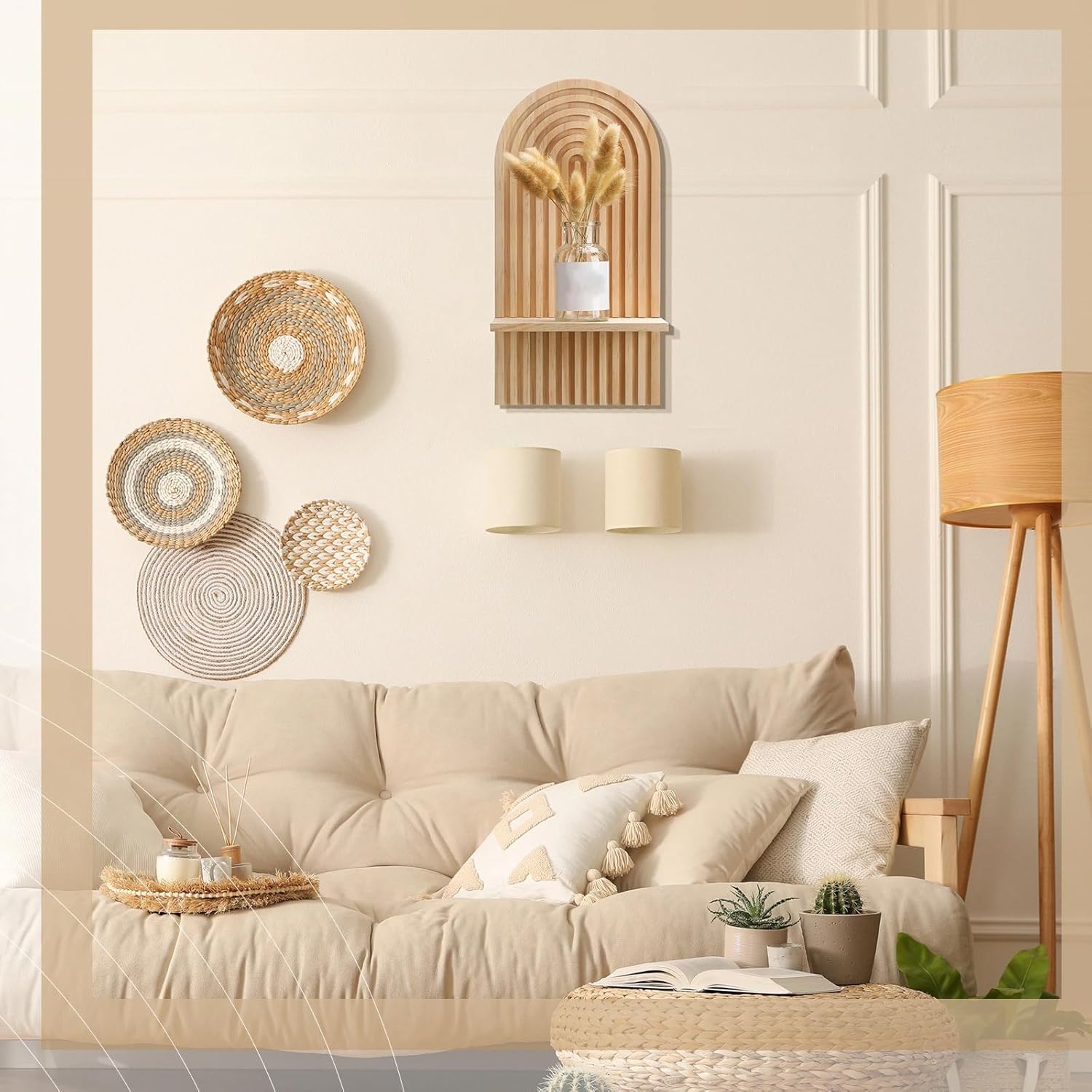 Tatuo 2 Piece Boho Floating Wall Shelf Decor