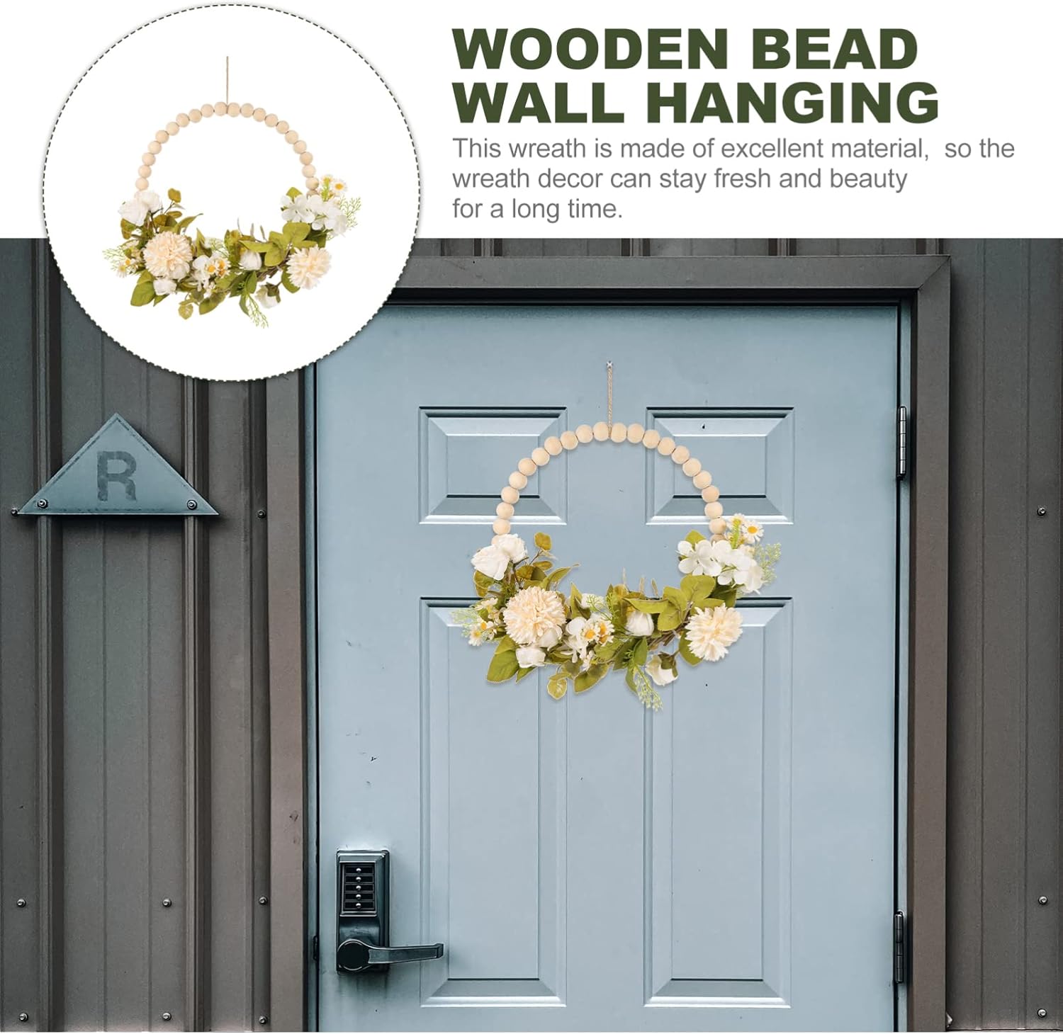 BESPORTBLE Vintage Wooden Bead Flower Wreath