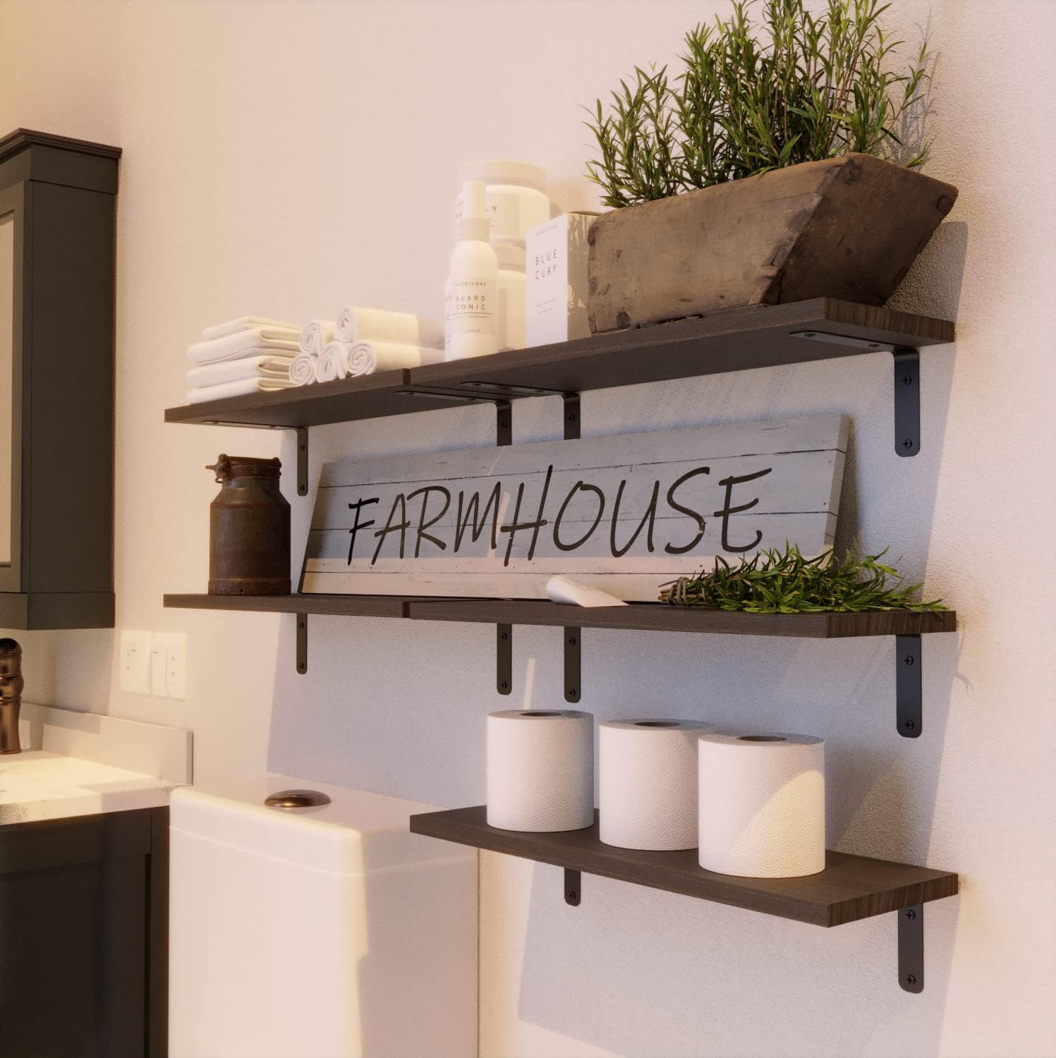 RICHER HOUSE Floating Shelves Set of 5 Deep Brown
