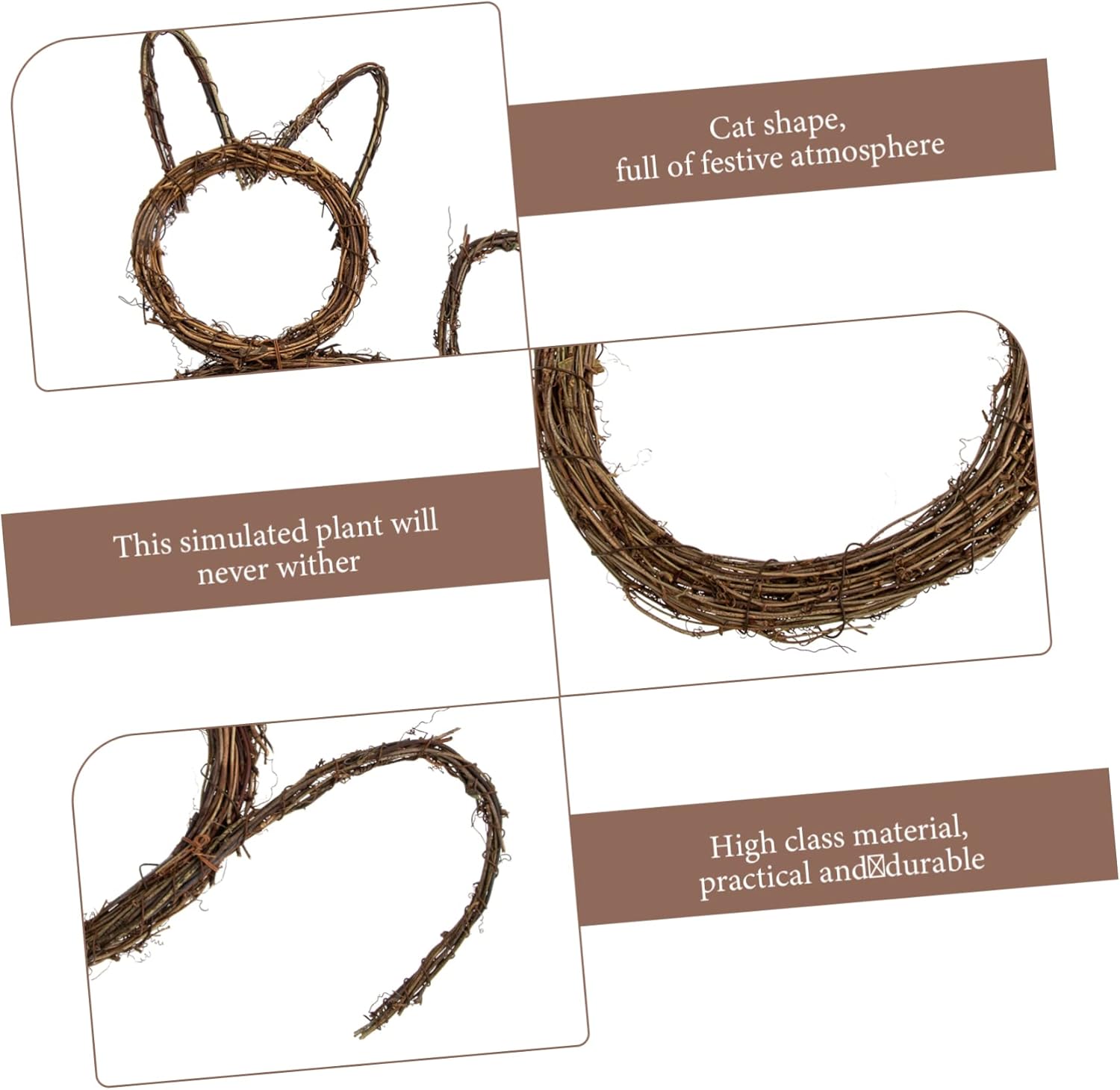 Cat Shape DIY Rattan Wreath for Halloween Decor