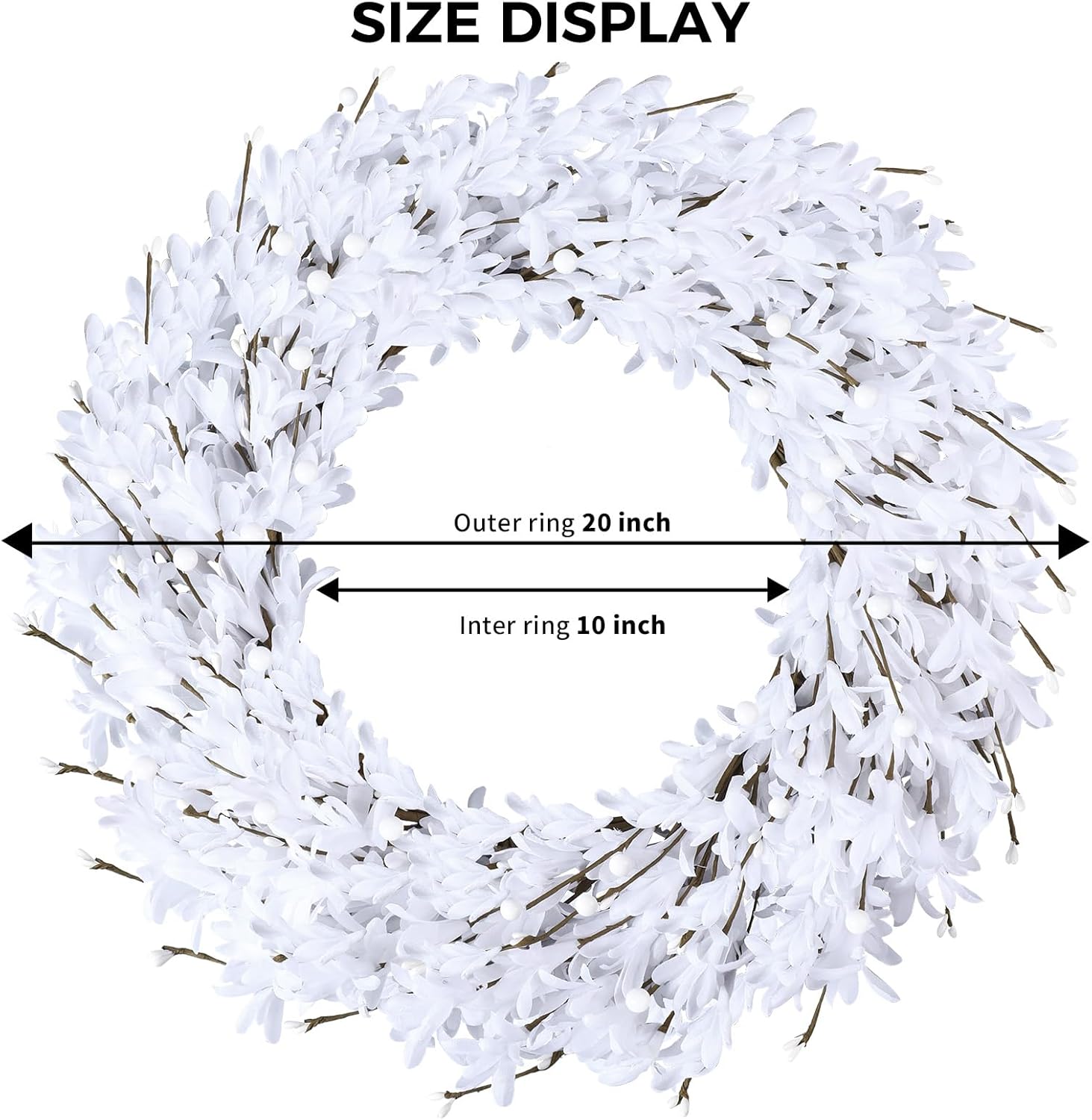 20 Artificial Forsythia Wreath White Decor