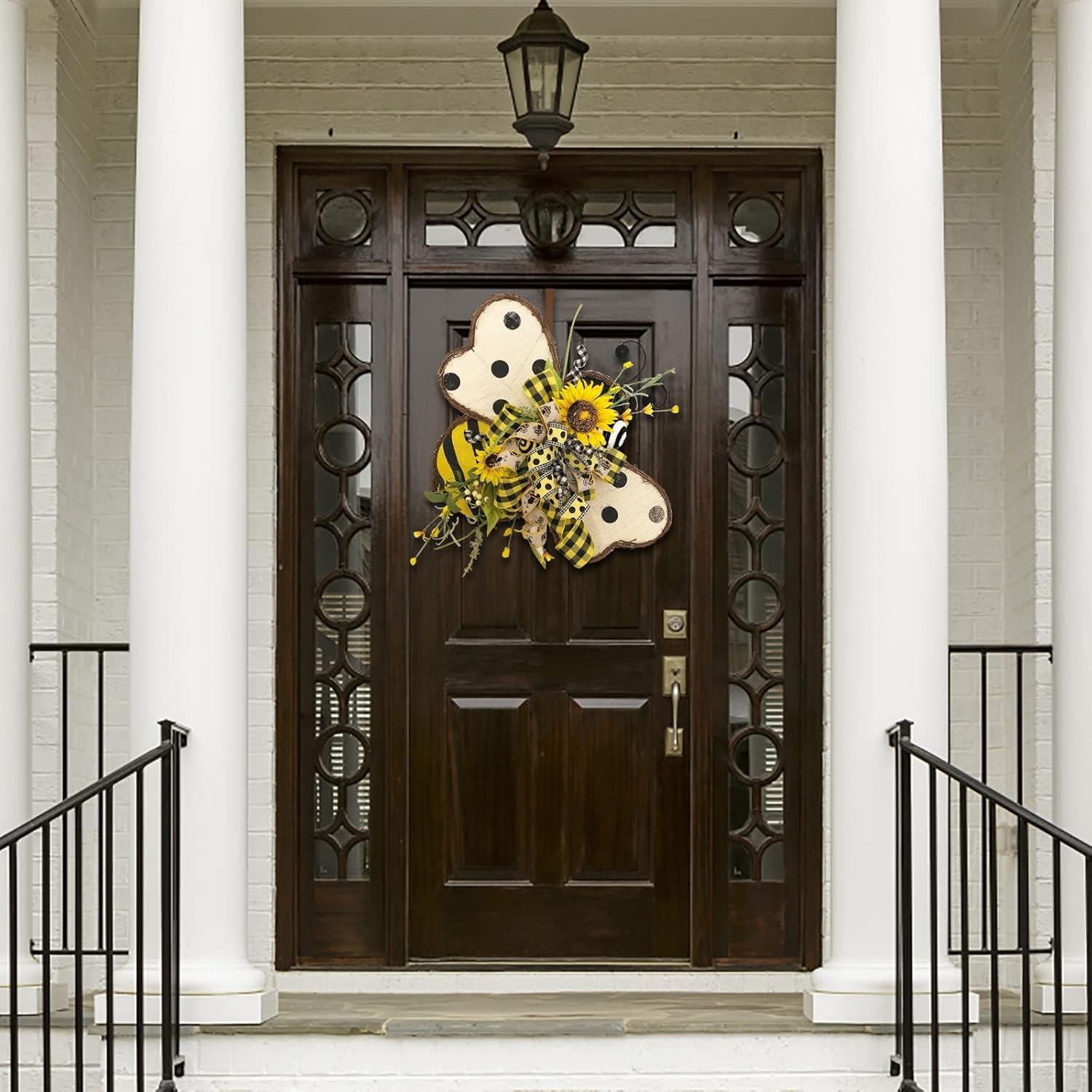 Sunflower Wreath Bee Garland Decor for Front Door