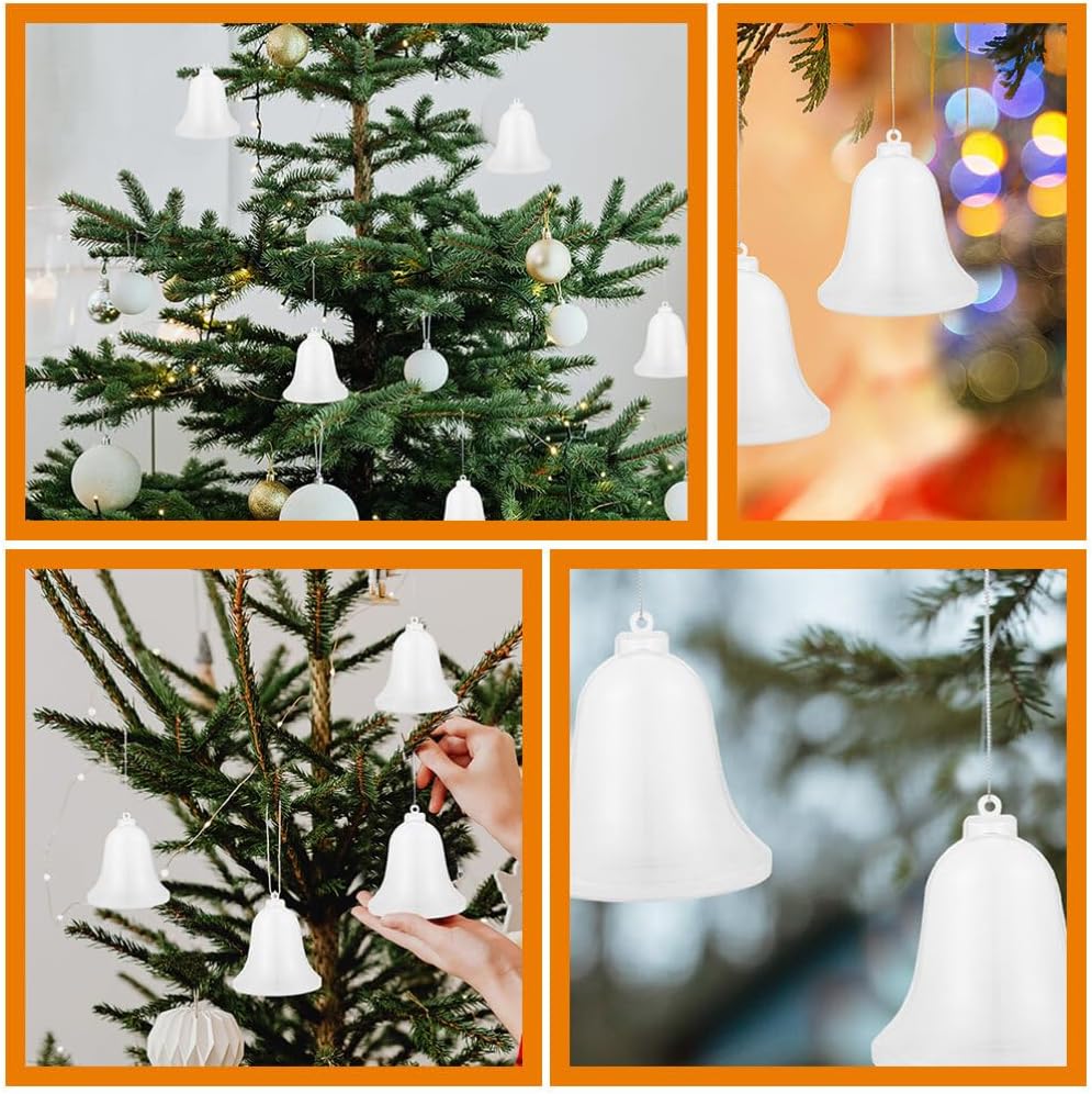 12pcs Clear Fillable Bell Ornaments for Christmas Tree Decorations and Holiday Parties