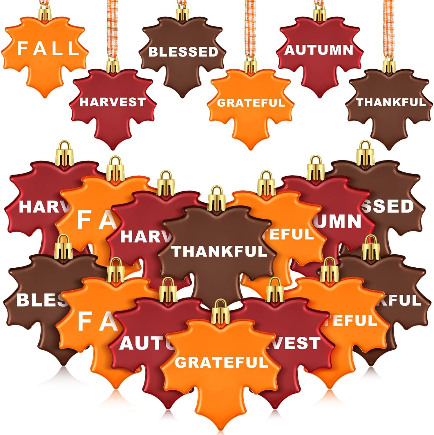 24 Fall Maple Leaf Hanging Ornaments for Thanksgiving Tree Decoration