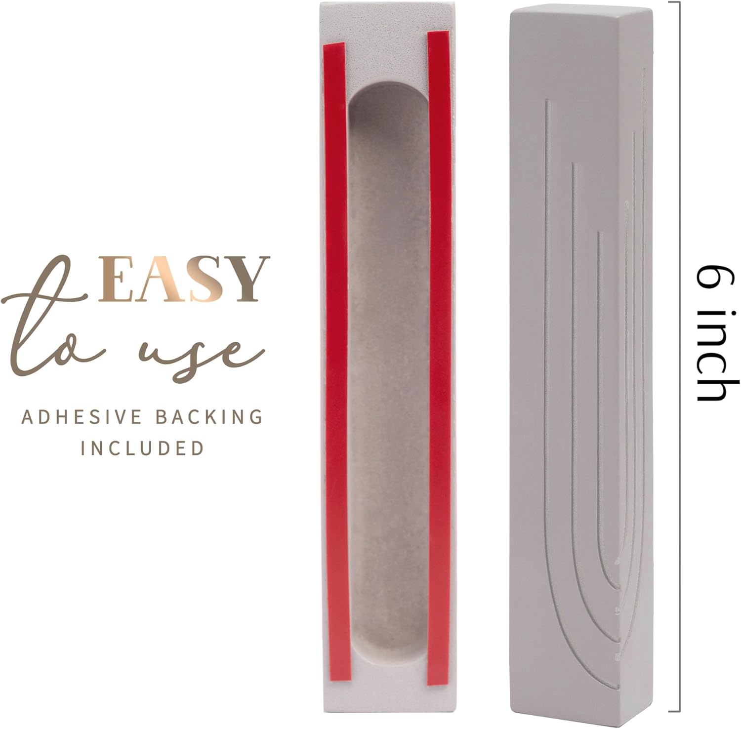 Suri Modern Concrete Mezuzah with Scroll and Gift Box - Gray 4 Inch and 6 Inch Sizes