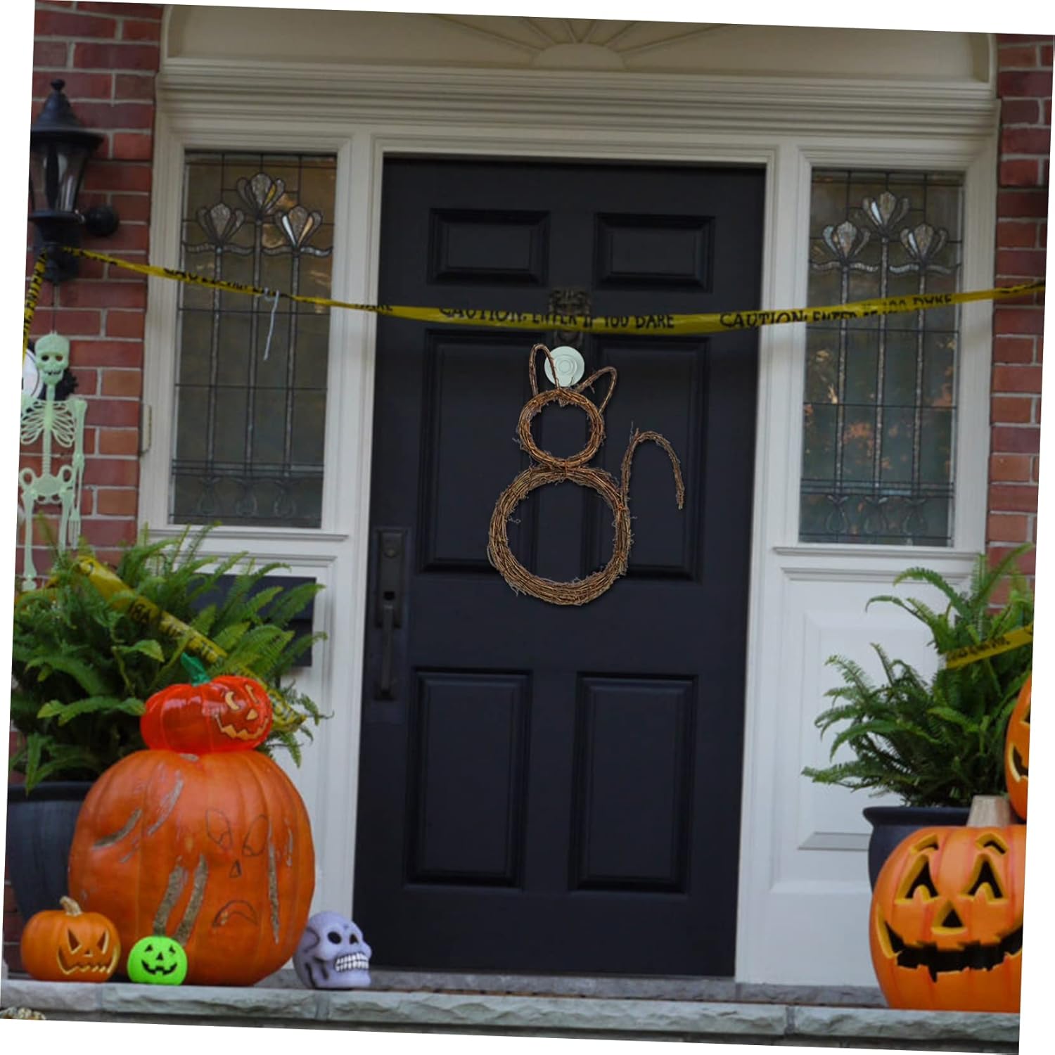 Healifty Cat Wreath Pendant for Door Hanging DIY Decor