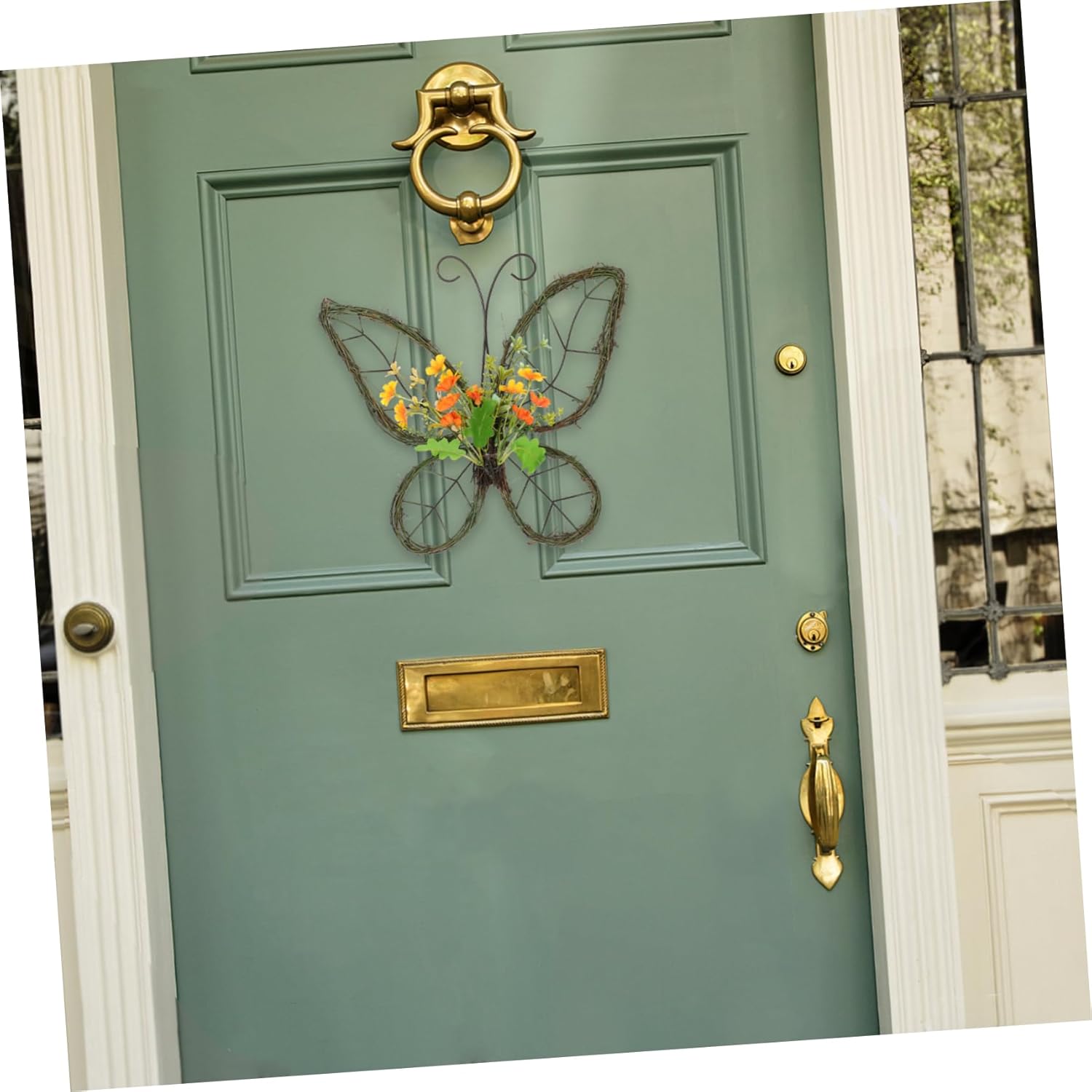 Butterfly Shaped Floral Wreath Spring Door Hanging Decoration