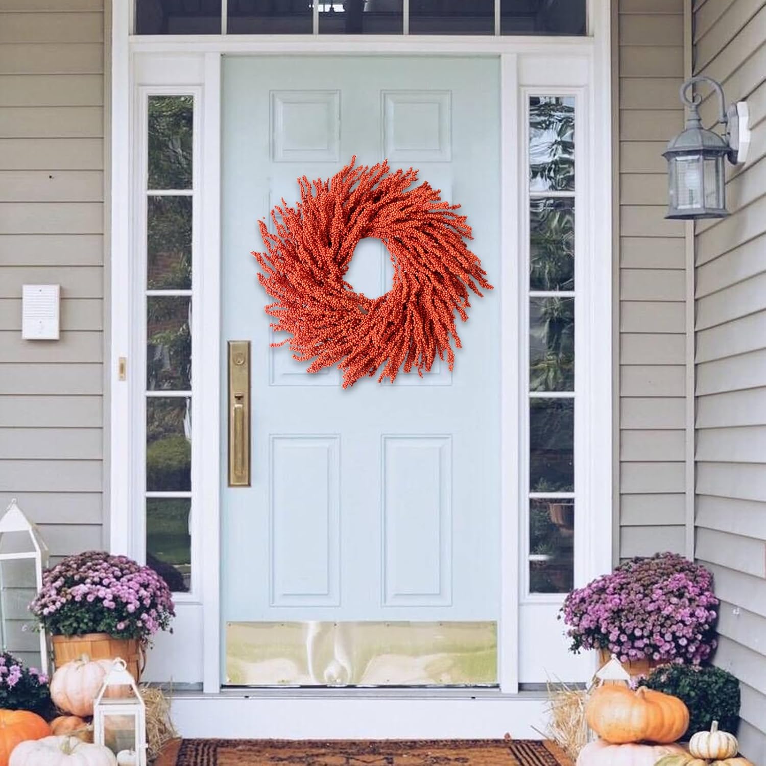26 Inch Fall Wreath with Orange Berries for Front Door