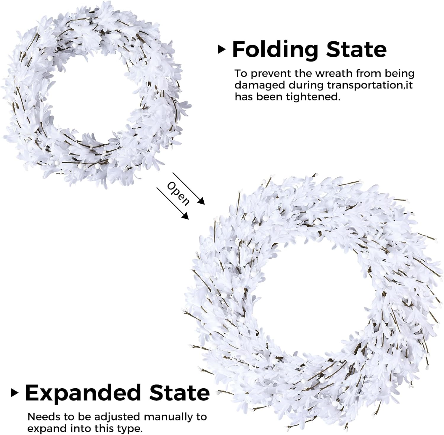 20 Artificial Forsythia Wreath White Decor