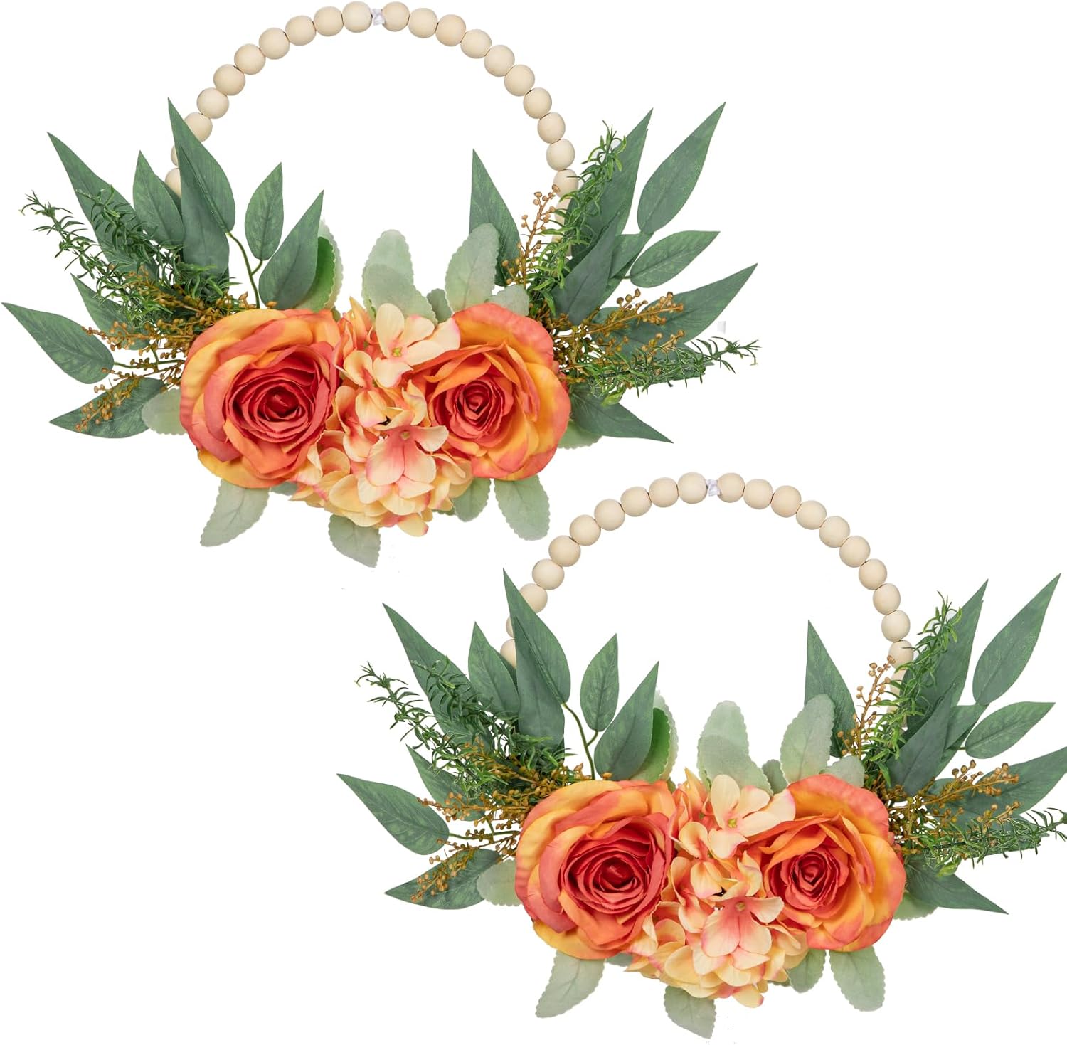 DILATATA Spring Wreaths Front Door Decor 2 Pack Orange