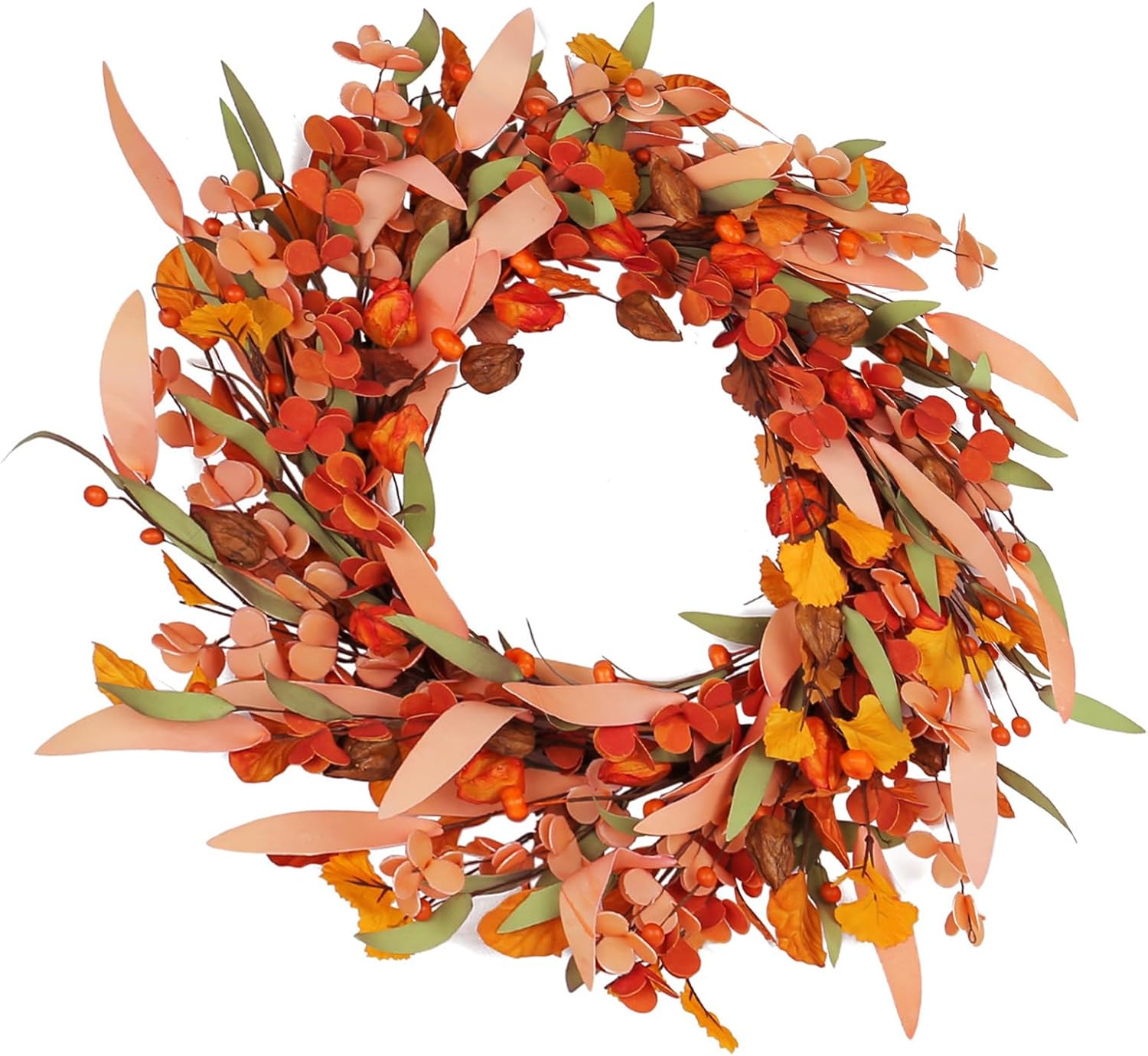 Artificial Wreath Door Hanger for Harvest Festival and Thanksgiving Decor