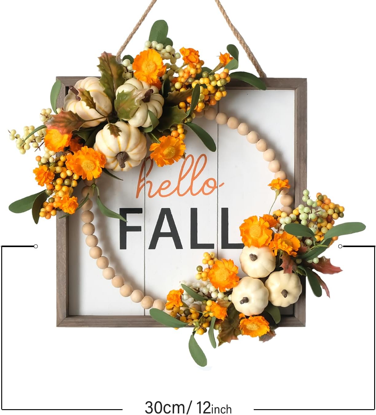 Tempus Fall Wreath for Front Door 12 Inch Decor