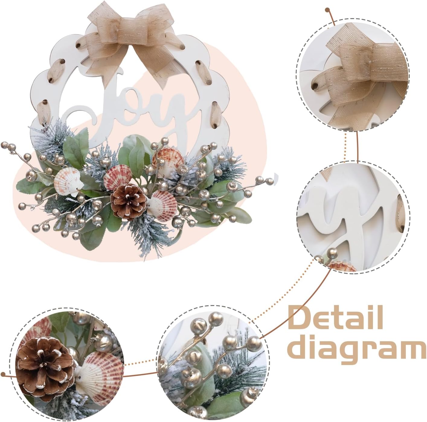 Idyllic 16 Inch White Wooden Welcome Wreath