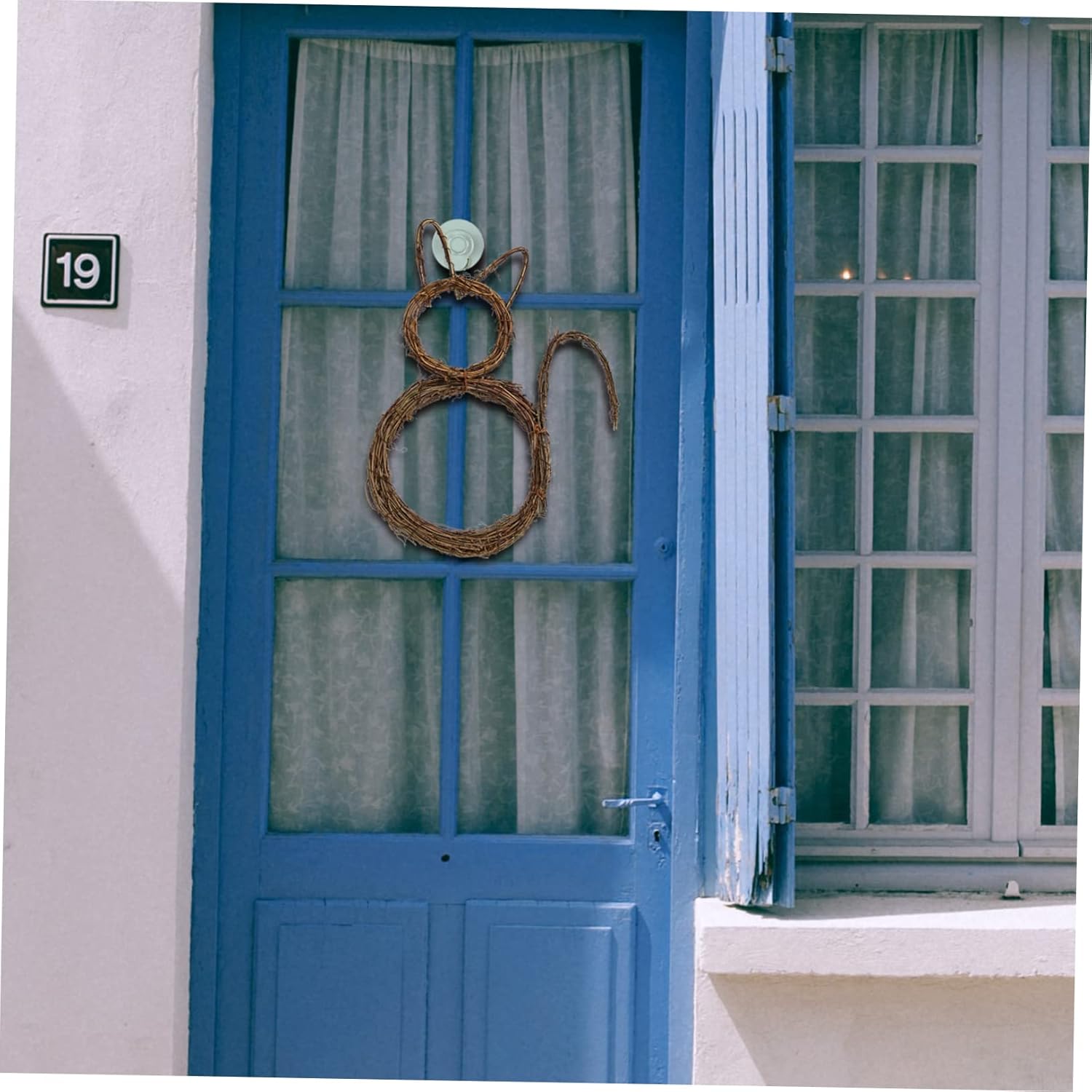 SOLUSTRE Halloween Cat Wreath Garland Pendant for Door and Wall Decor