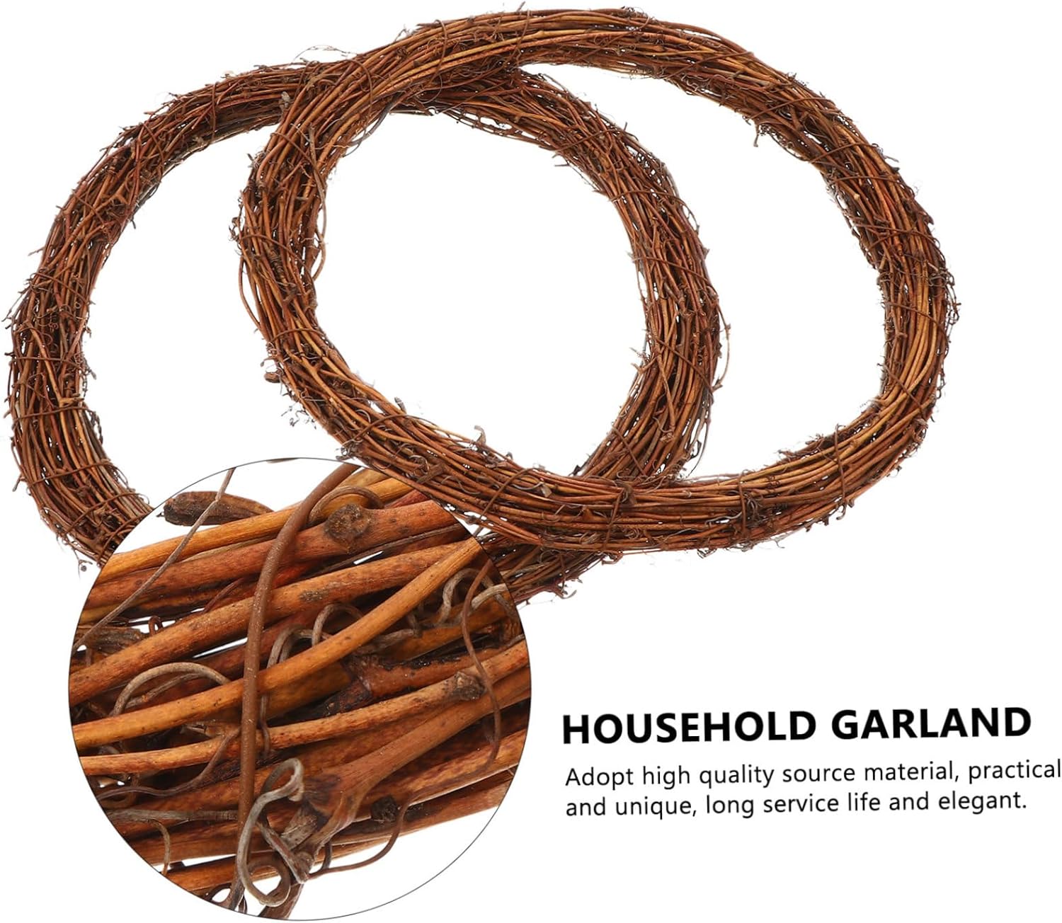 Healifty 2pcs Rattan Wreath for Home Party Decor