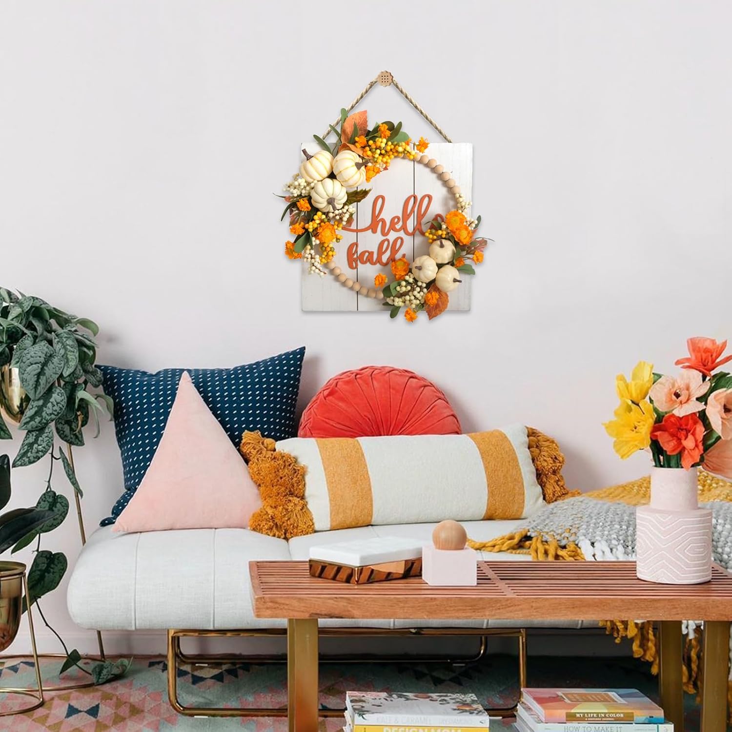 Idyllic Hello Fall Wreath for Front Door
